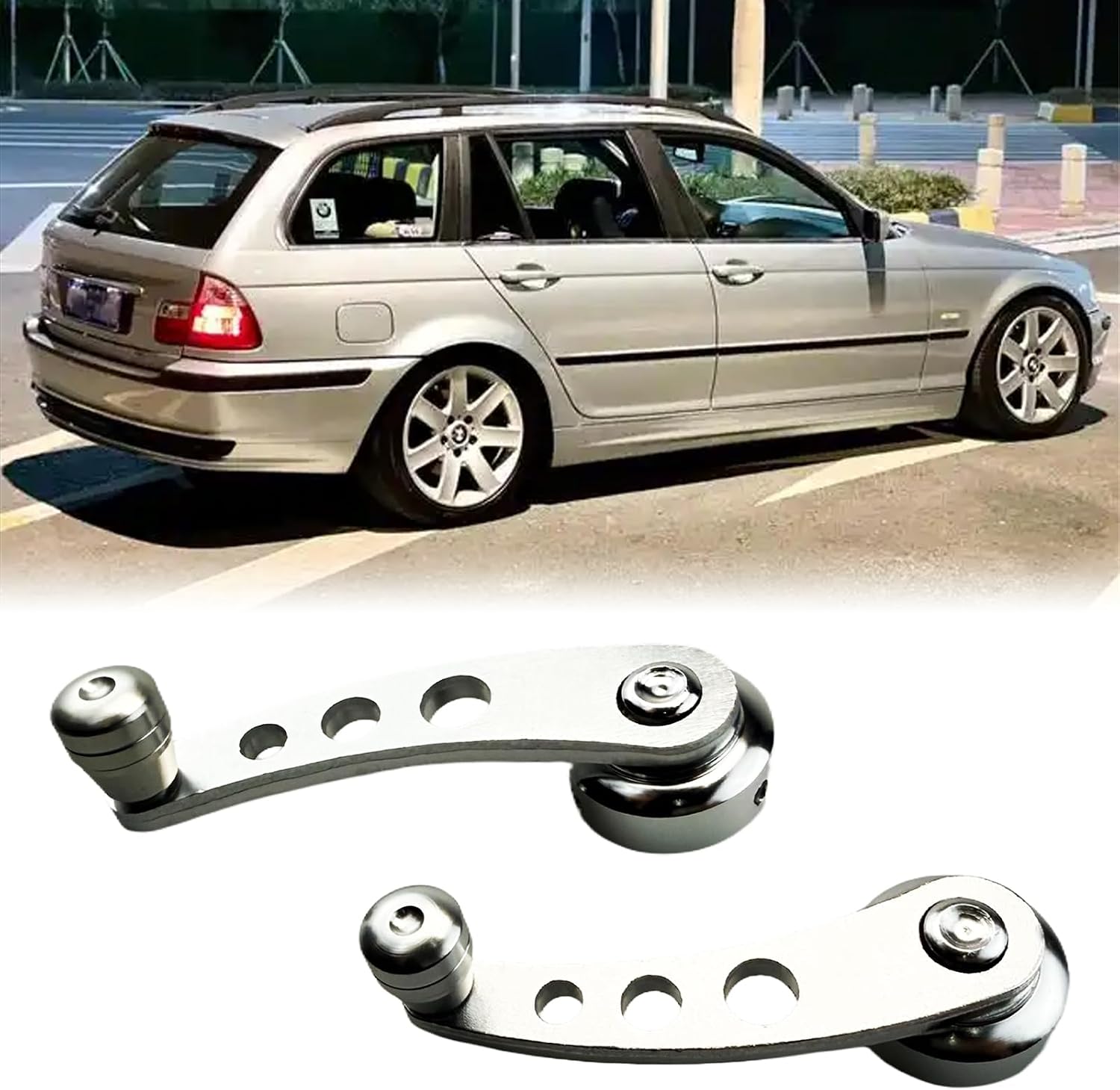 2Pc Window Crank Handle Aluminum Billet Car Wagon Door Window Winder,Silver
