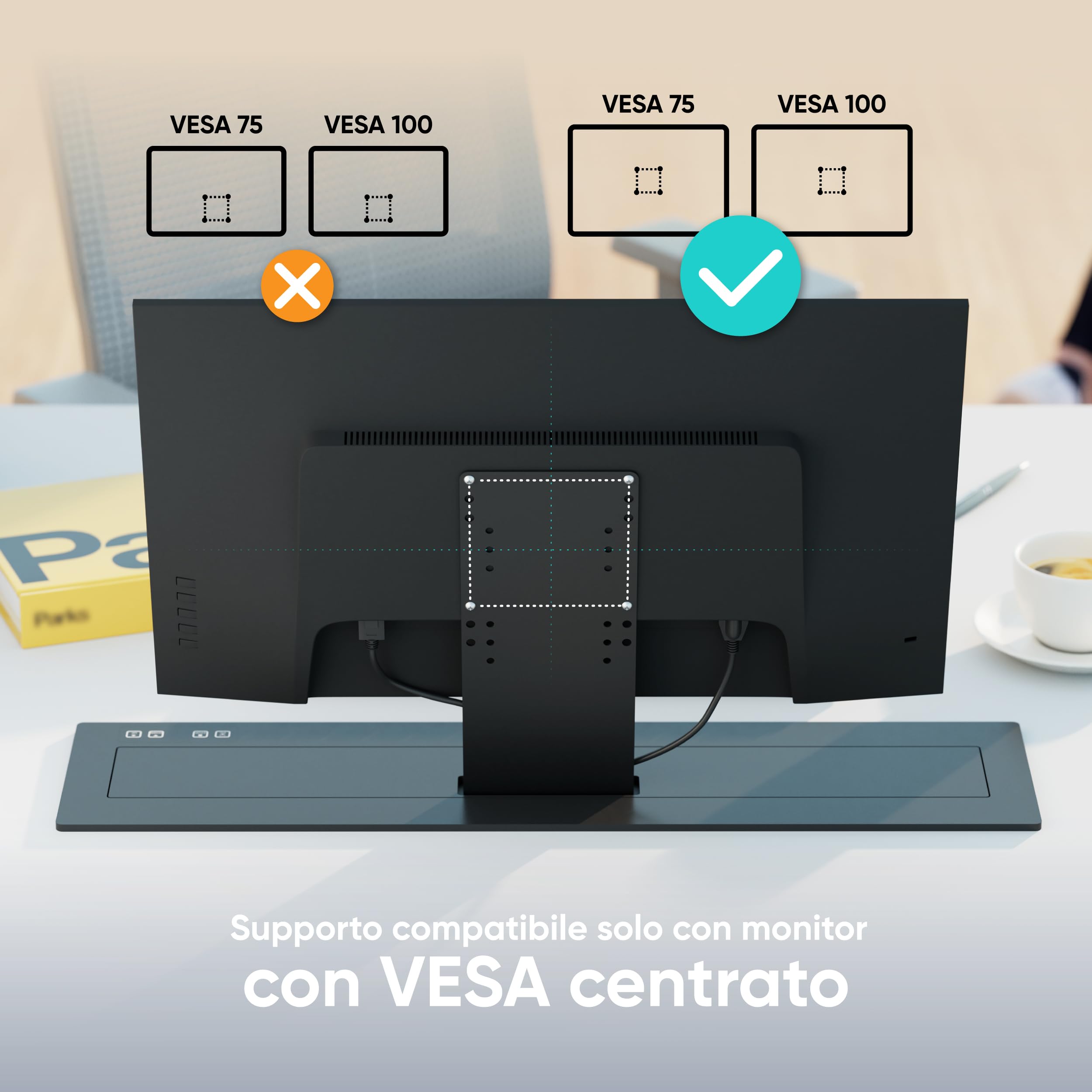 ONKRON Rialzo Motorizzato per Monitor fino a 27 Pollici, Carico fino a 15 kg, Solleva Monitor Elettrico da Incasso per Scrivania, Supporto per Schermo Regolabile, NWS-SC27, Nero