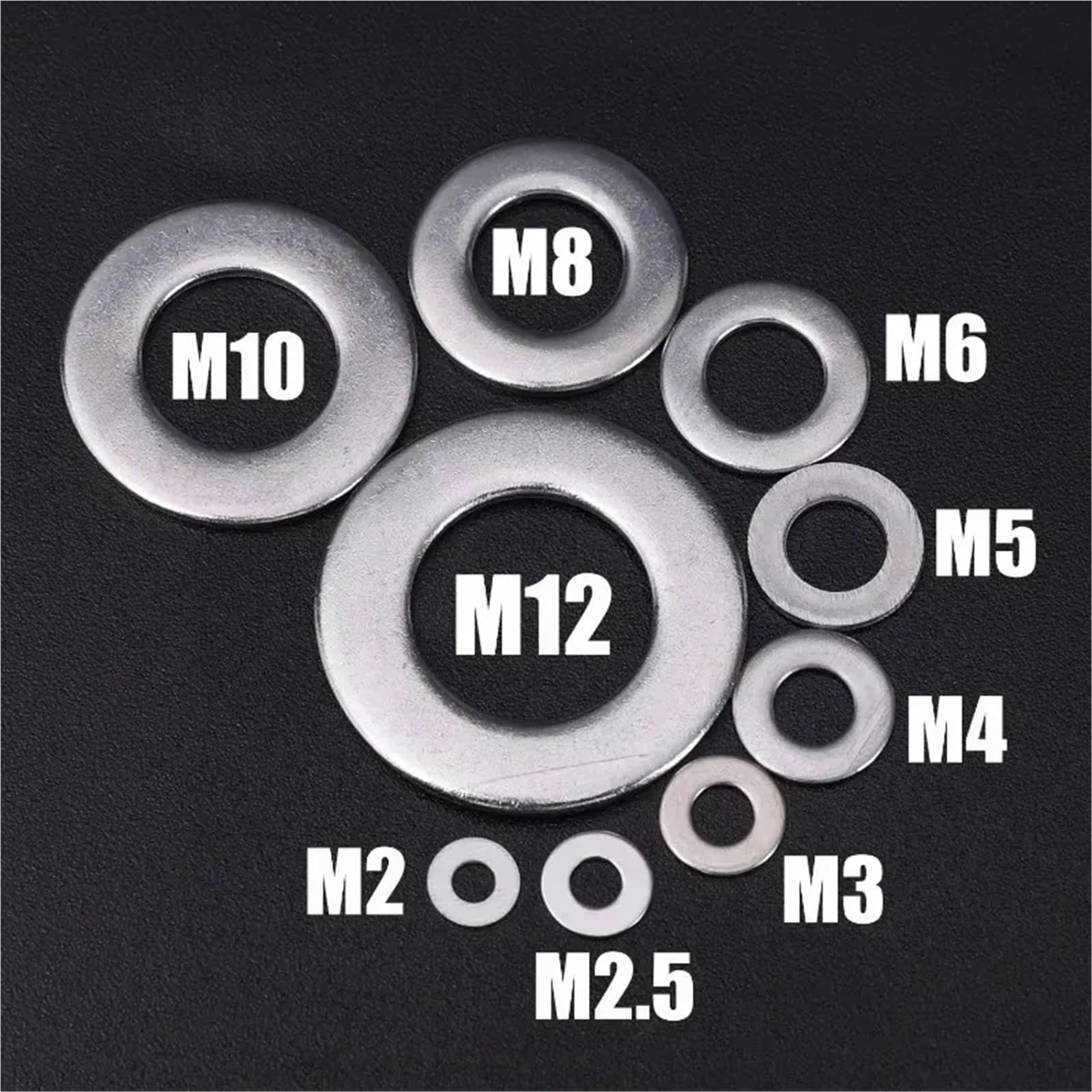 Surtido De Arandelas Acero Inoxidable, 360/584/684 Uds., Tornillos Metal, Planas, Anillos, Sujetadores For, Pernos, M2-M12 para Tornillos(580Pcs Box)