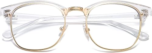 SOJOS Retro Semi Rimless Blue Light Blocking Glasses Half Horn Rimmed Eyeglasses SJ5018