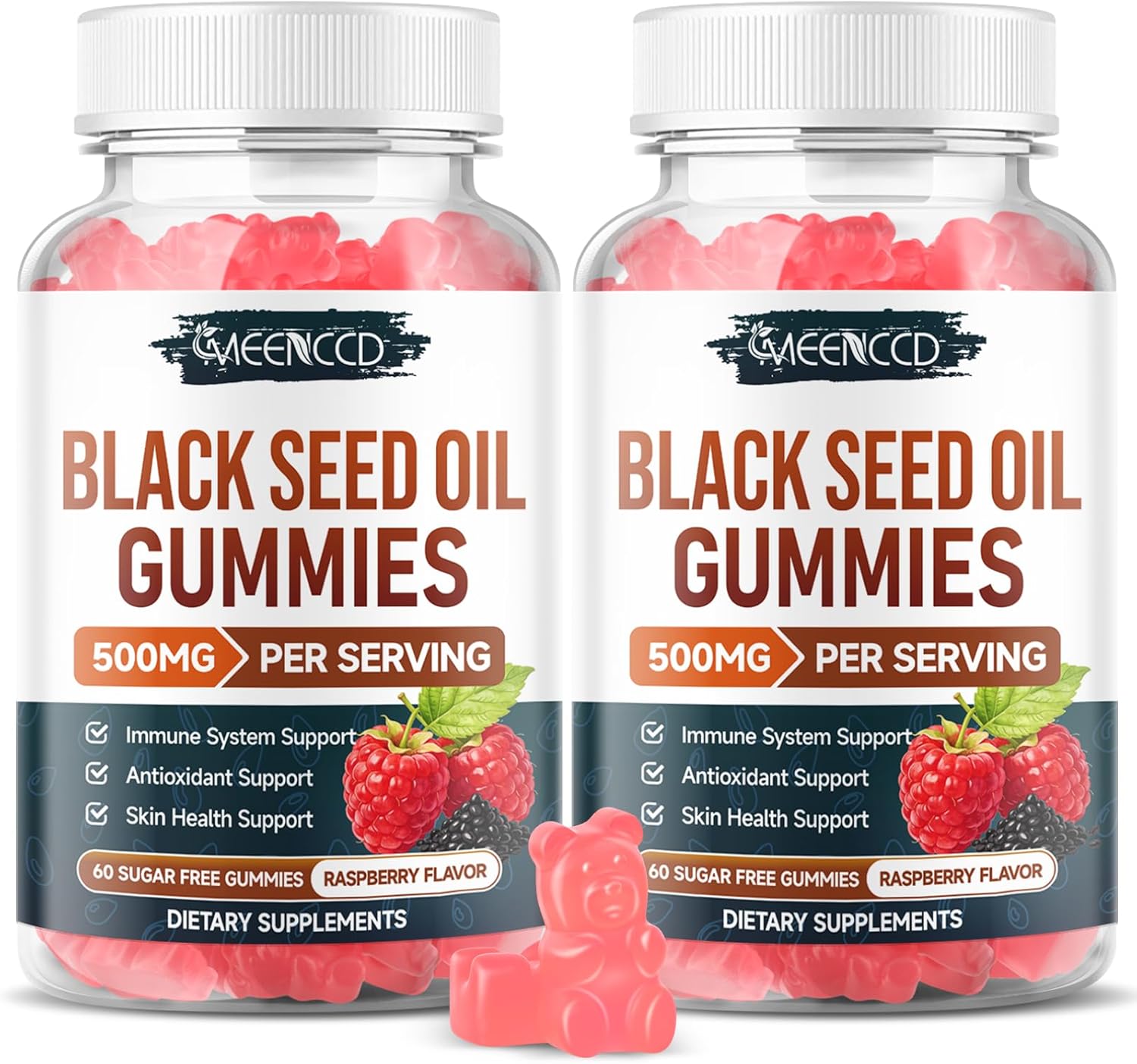 MEENCCD 2 Pack Black Seed Oil Gummies, Nigella Sativa Black Seed Oil Supplement for Antioxidant Support, Vegan, Non-GMO, Suagr-Free, Raspberry Flavor, 120 Count