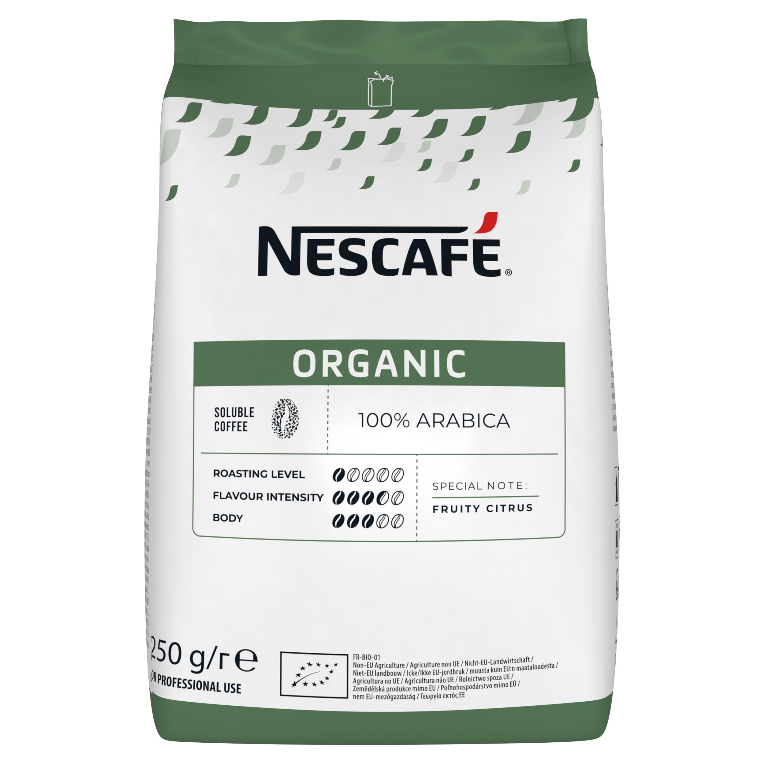 NESCAFÉ Organic Bio - Café Soluble Biologique 100% Arabica - En Poudre - Notes Fruitées, Agrumes - Certifié AB - Approvisionnement 100% plus Responsable - Sachet de 250 g