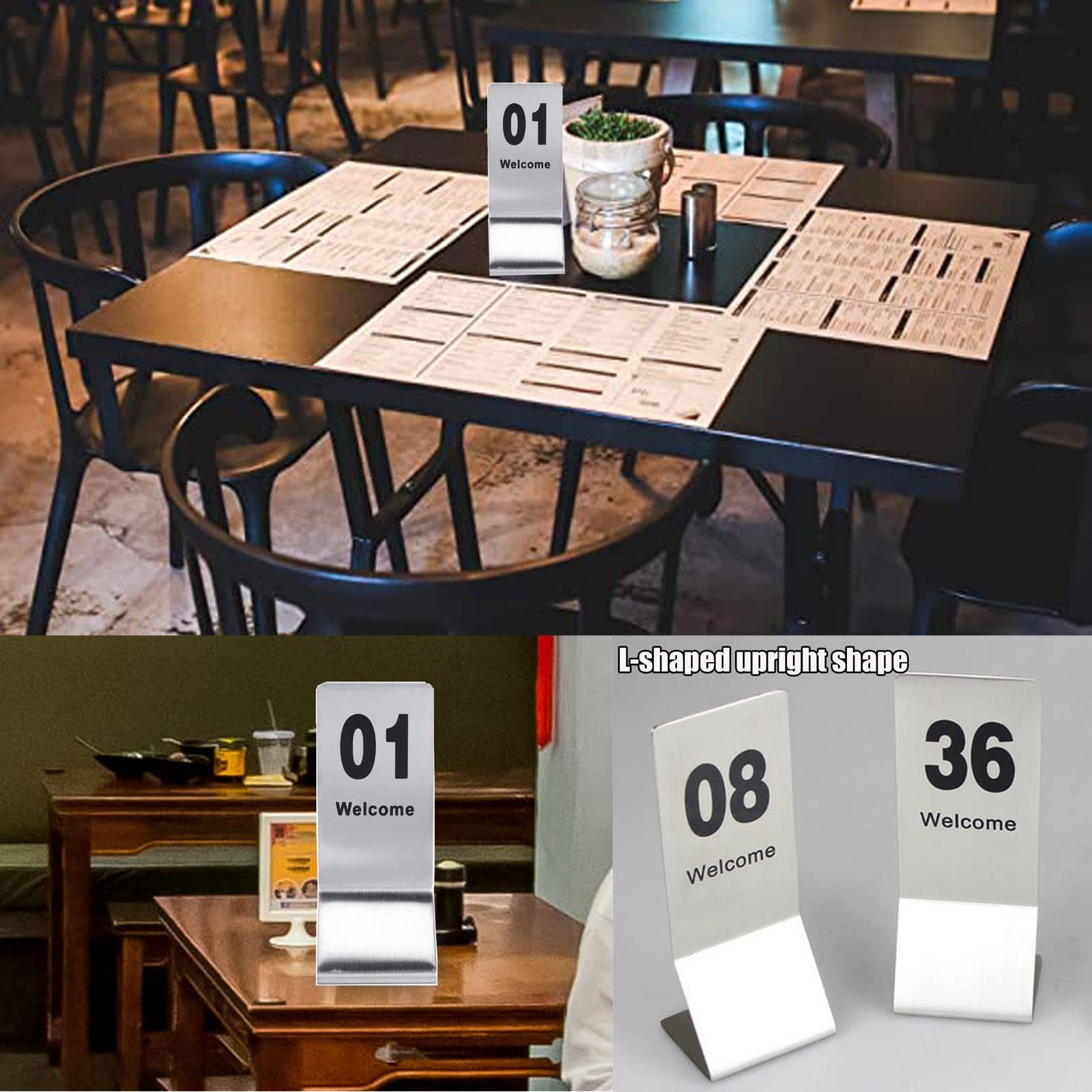 Números de mesa restaurante acero inoxidable, ideales for recepciones rústicas, banquetes, cafeterías y restaurantes(50pcs)