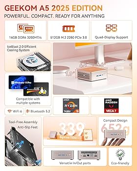 Amazon.com: GEEKOM A5 2025 Edition Mini PC with AMD Ryzen 5
