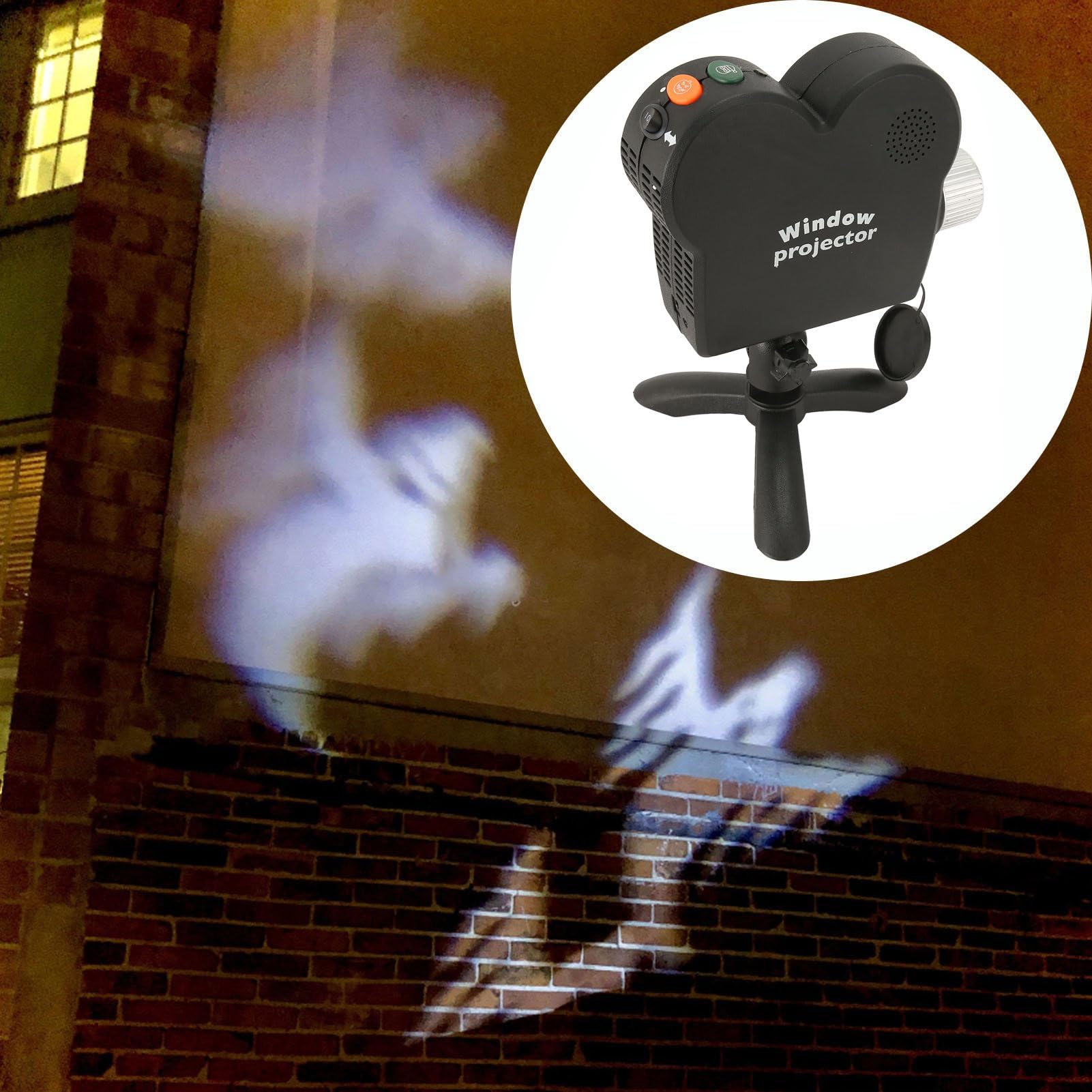 Bewinner Weihnachts Fenster Projektor mit Lautsprecher & Tuch Bildschirm - Einstellbare Scary Pattern Ghost Light, Halloween Licht Projektor wasserdicht für Fenster Outdoor Landschaft Indoor