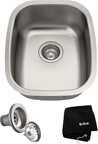 Miniatura 10 de Fregadero doble KBU22 de la marca Kraus. 32 pulgadas, de montaje inferior, doble cavidad 5050, acero inoxidable de calibre 16, KBU22