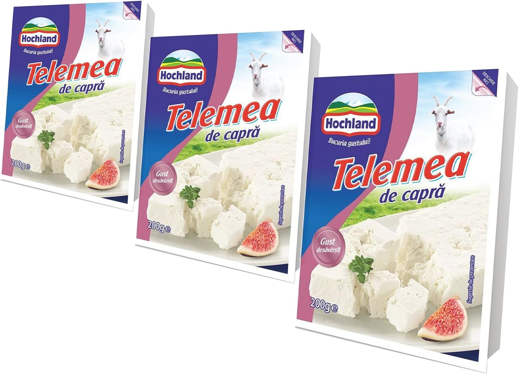 Hochland Telemea De Capra 200g | Goat Sheep Milk Cheese | with Creamy Texture and Tangy Aftertaste | German Cheese (Telemea Capra 200g, 3 Pack)