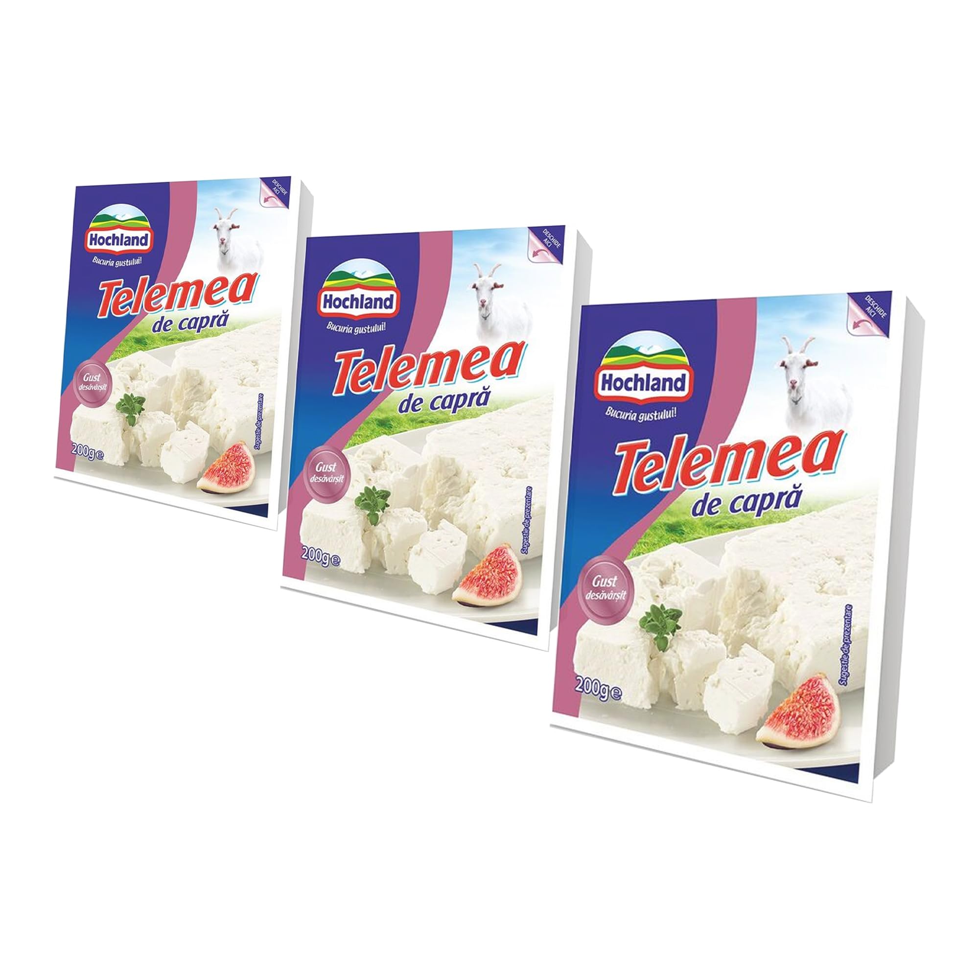 Hochland Telemea De Capra 200g | Goat Sheep Milk Cheese | with Creamy Texture and Tangy Aftertaste | German Cheese (Telemea Capra 200g, 3 Pack)