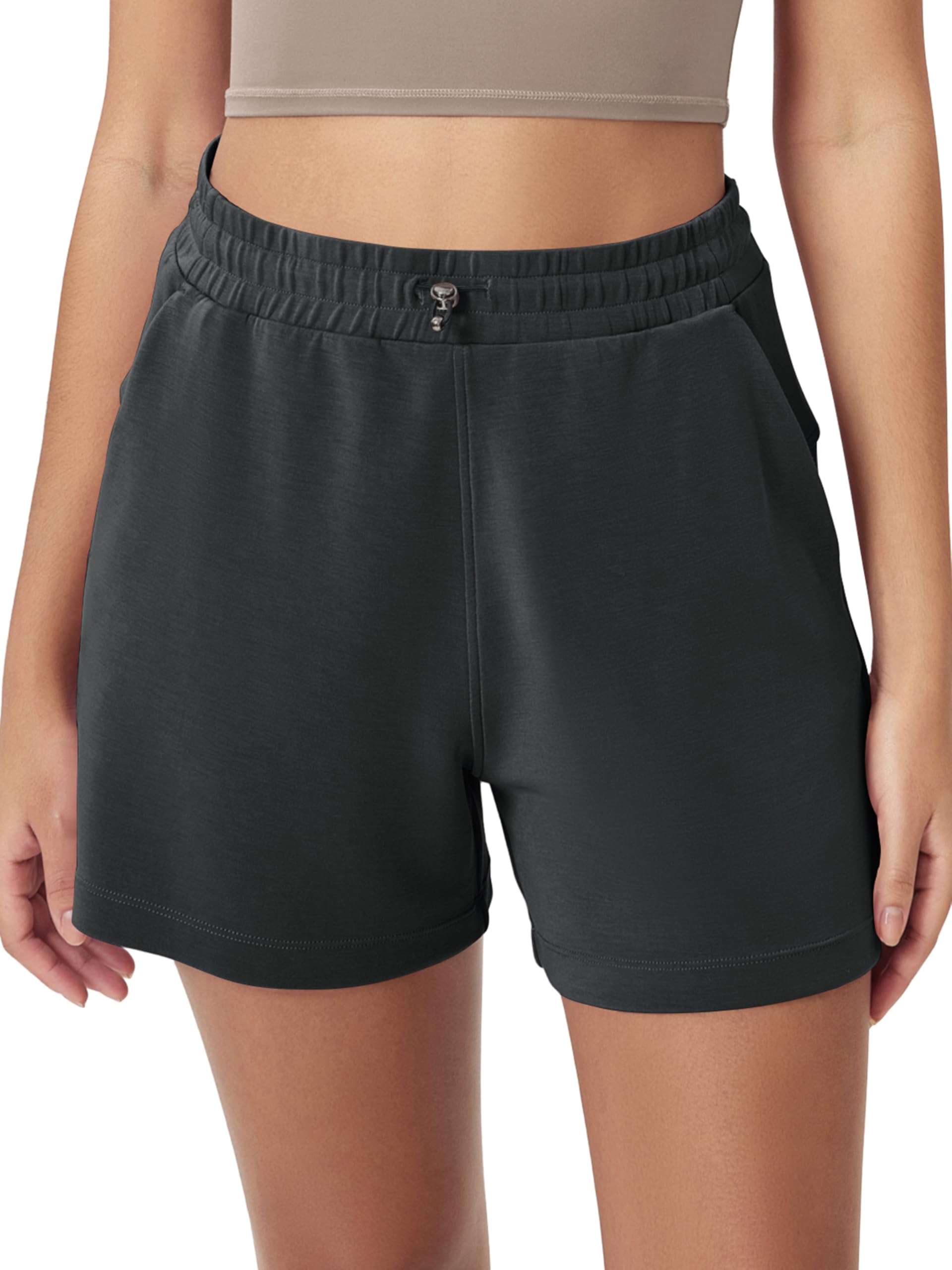ODODOS Modal Soft Relaxed Shorts for Women Adjustable Shockcord High Waist Casual Shorts with Pockets