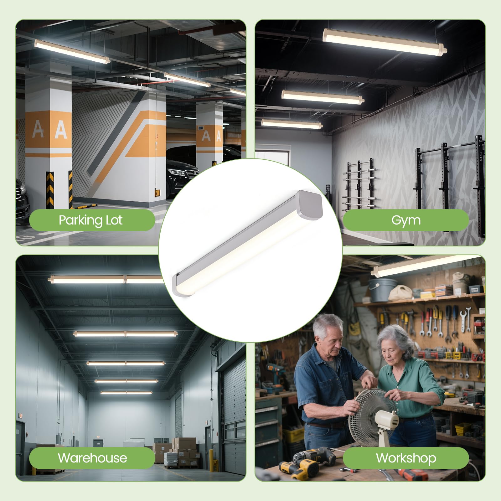 LEZOE LED Plafoniera impermeabile IP66 40W 150CM, 5600Lumens (140Lm/W) LED Tube Damp Proof, Lampada Stoccaggio 4000K Bagno, stanza umida, magazzino, cantina, garage, officina, cucina, ufficio