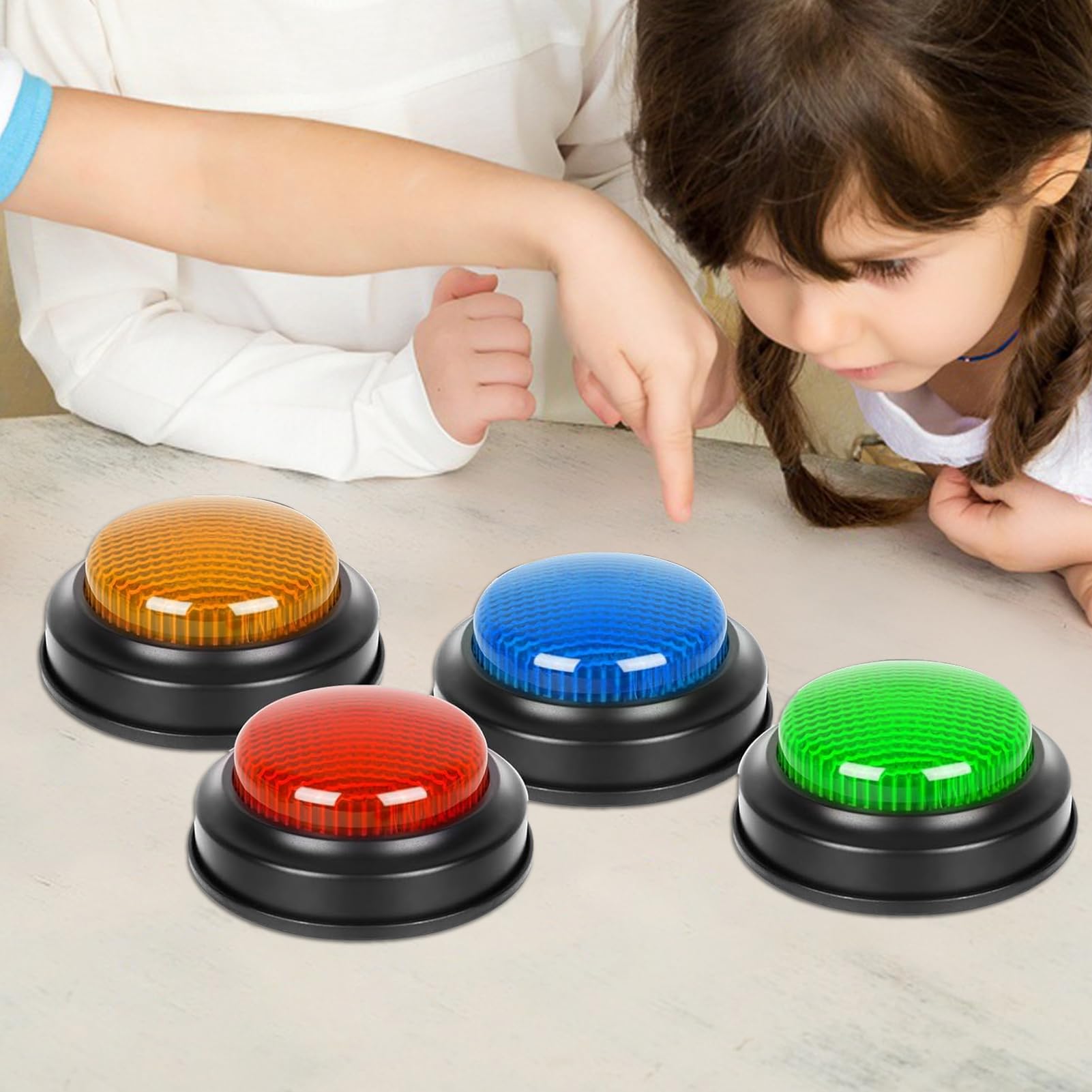 Générique Buzzer Sonore Et Lumineux pour Enseigner avec Salle De Classe, Answer Buzzers Blind Test,Accessoires De Jeu Télévisé (Lot De 4)