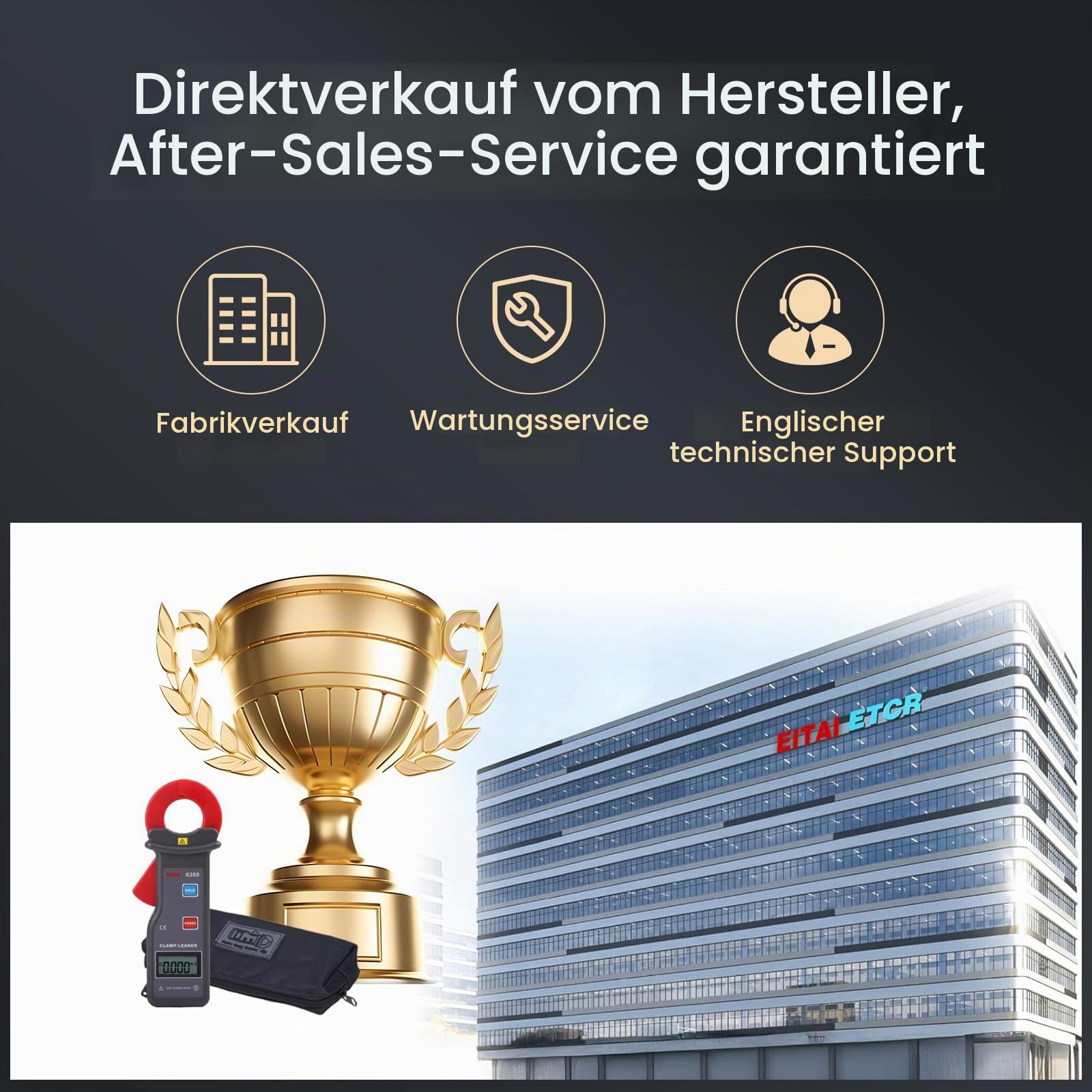 EITAI6300 Digitales Leckstromzange, 1µA Auflösung, 0.001mA-60A, Hersteller-Direktvertrieb, hochpräzise Stromzange, Leakage Low Current Clamp Meter, Amperezange für Leckstrom Erdschluss