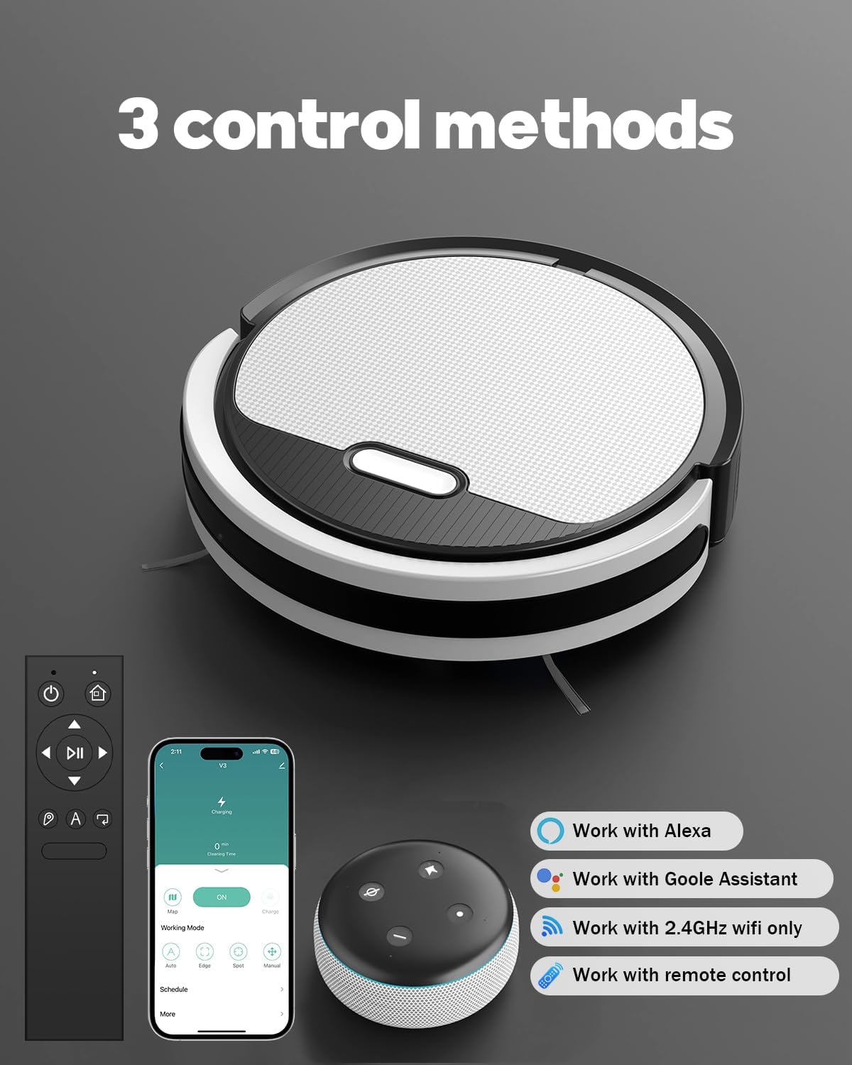 Pureatic V3 Robot Vacuum 3 Control Methods