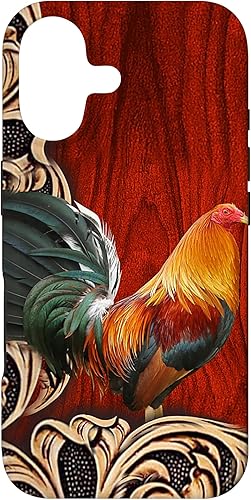 Flowers Leaf Floral Rooster Wood PC Funda para iPhone 17