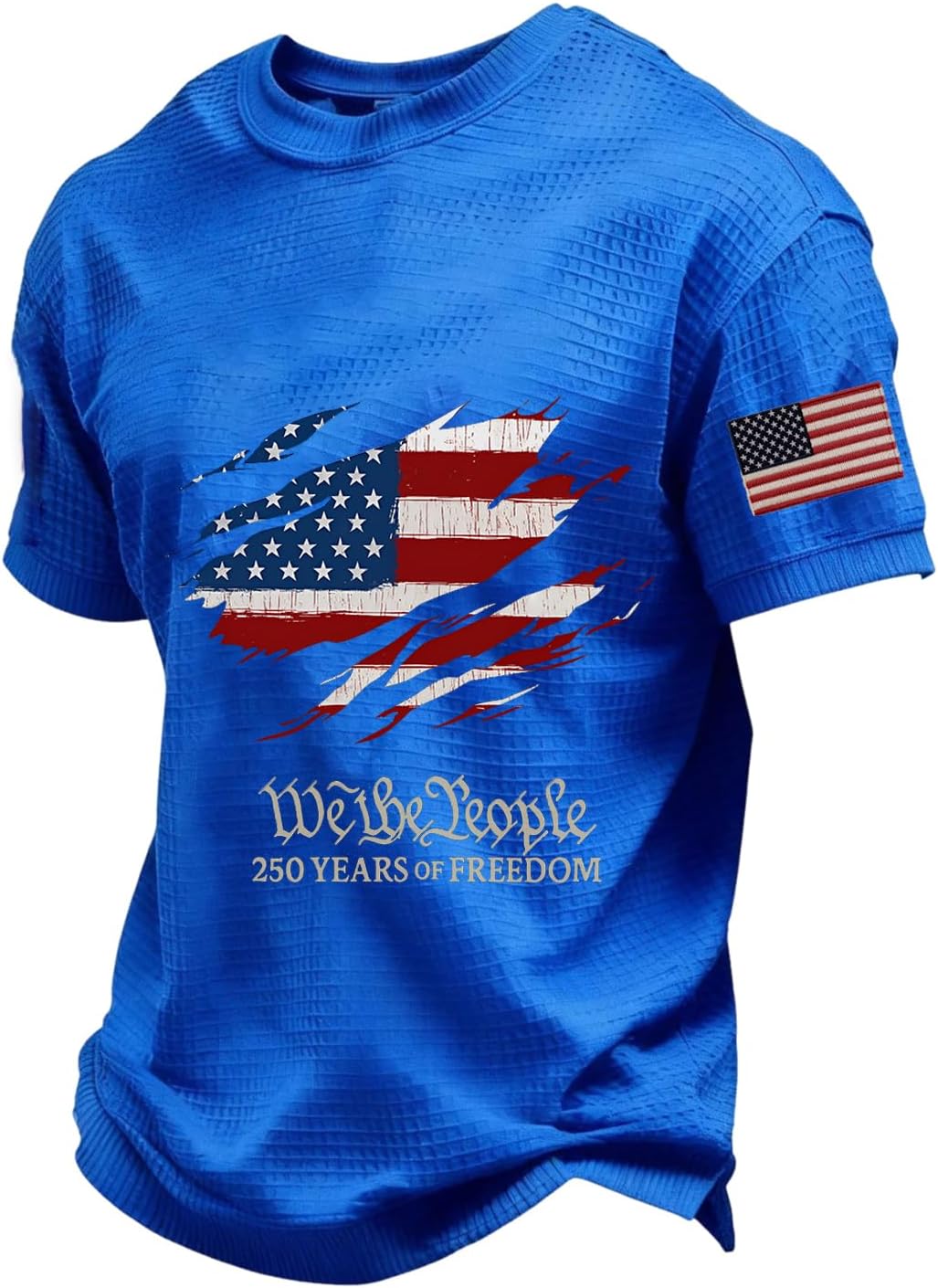 Ymosrh Men's Patriotic T-Shirt Short Sleeve Independence Day 250th Flag Print Casual Athletic Workout T Shirt, M-3XL