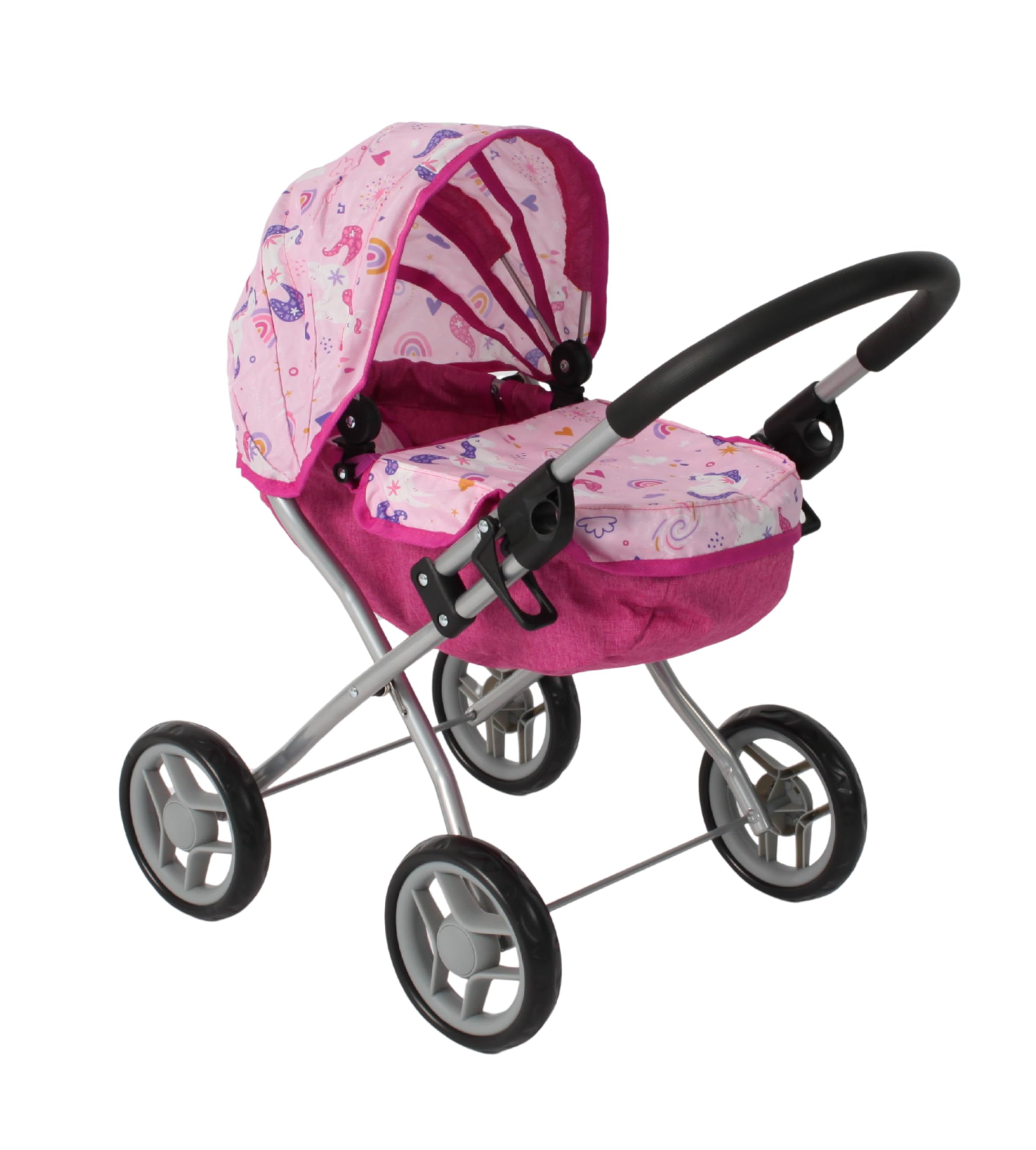 Bayer Chic 2000 - Passeggino per bambole Lilli, piccolo passeggino per le bambole più giovani, unicorno, rosa, 550-75