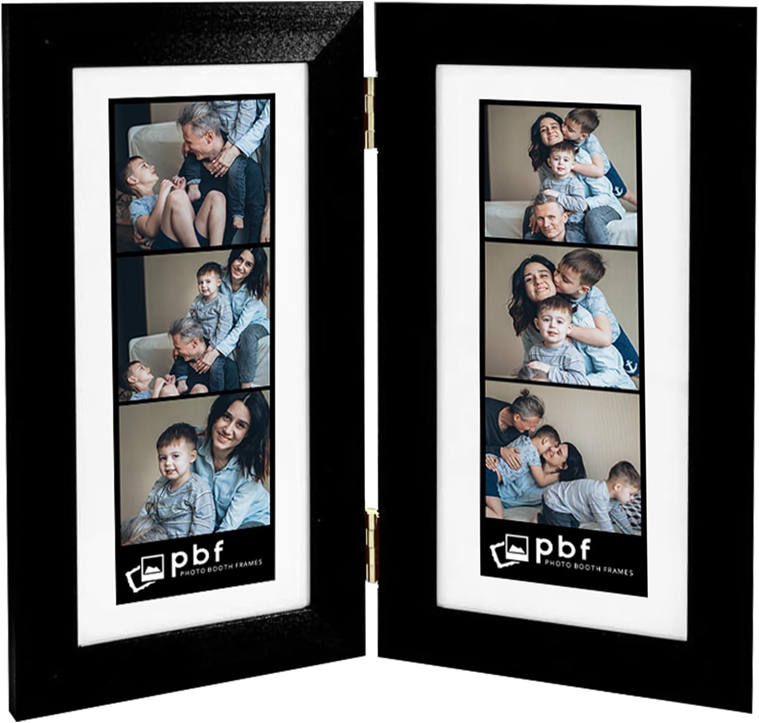 pbf PHOTO BOOTH FRAMES Double Picture Frame with Mat to Display two (2) 2x6 Photos | 2 x 6 Photo Strip Frame | Photo Booth Strip Frame | Picture Frame for Photo Booth Strip (Black, 1-Pack)
