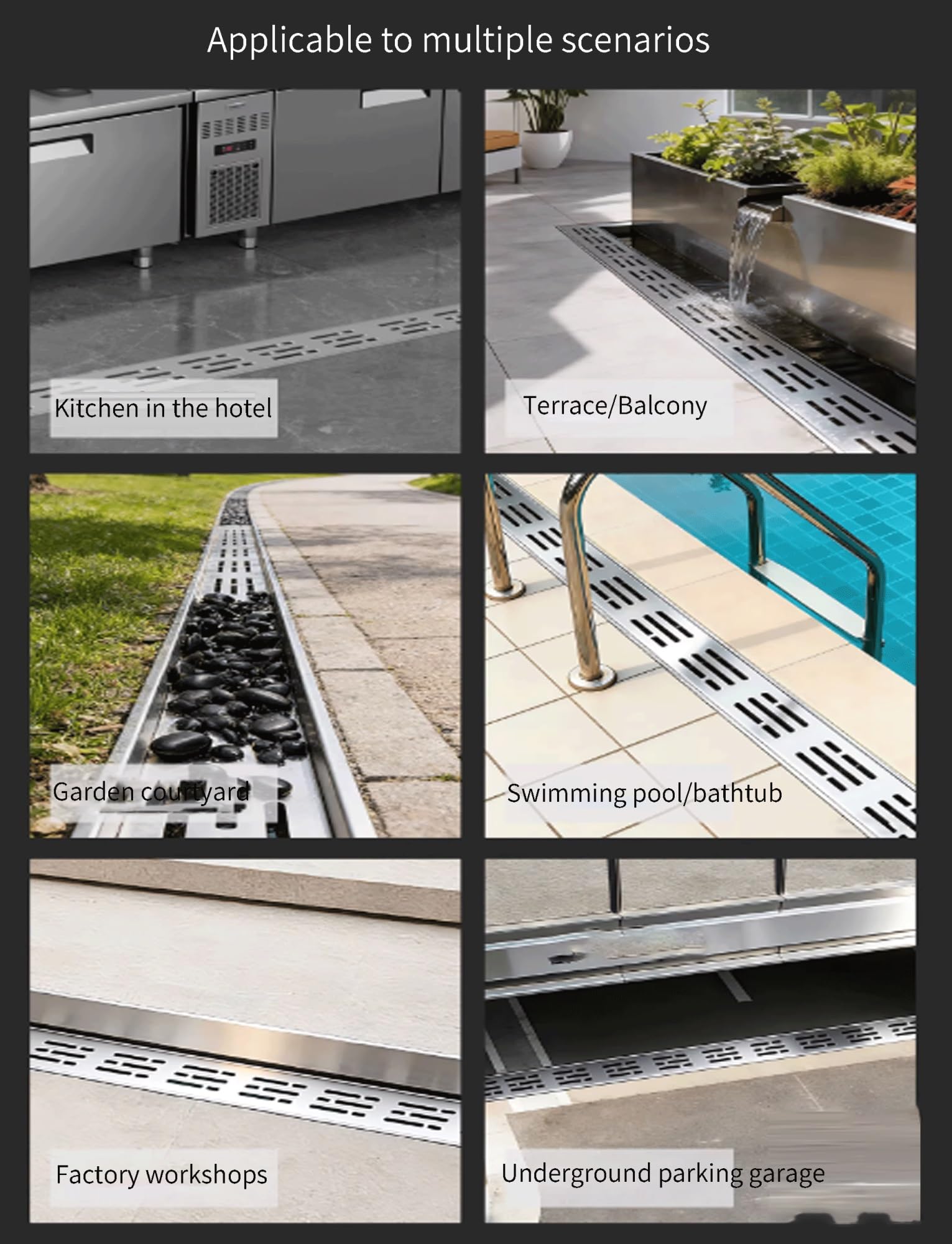 Tapa de desagüe Exterior - Desagüe de Canal Poco Profundo extraíble para terraza, Patio, Garaje, Entrada de vehículos, Piso y desviador de alcantarillado - Resistente, fácil de Limpiar, resi