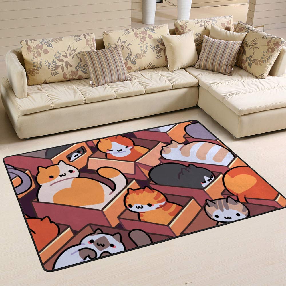 Tapis motif chat grand modèle pour salle à manger durable et doux