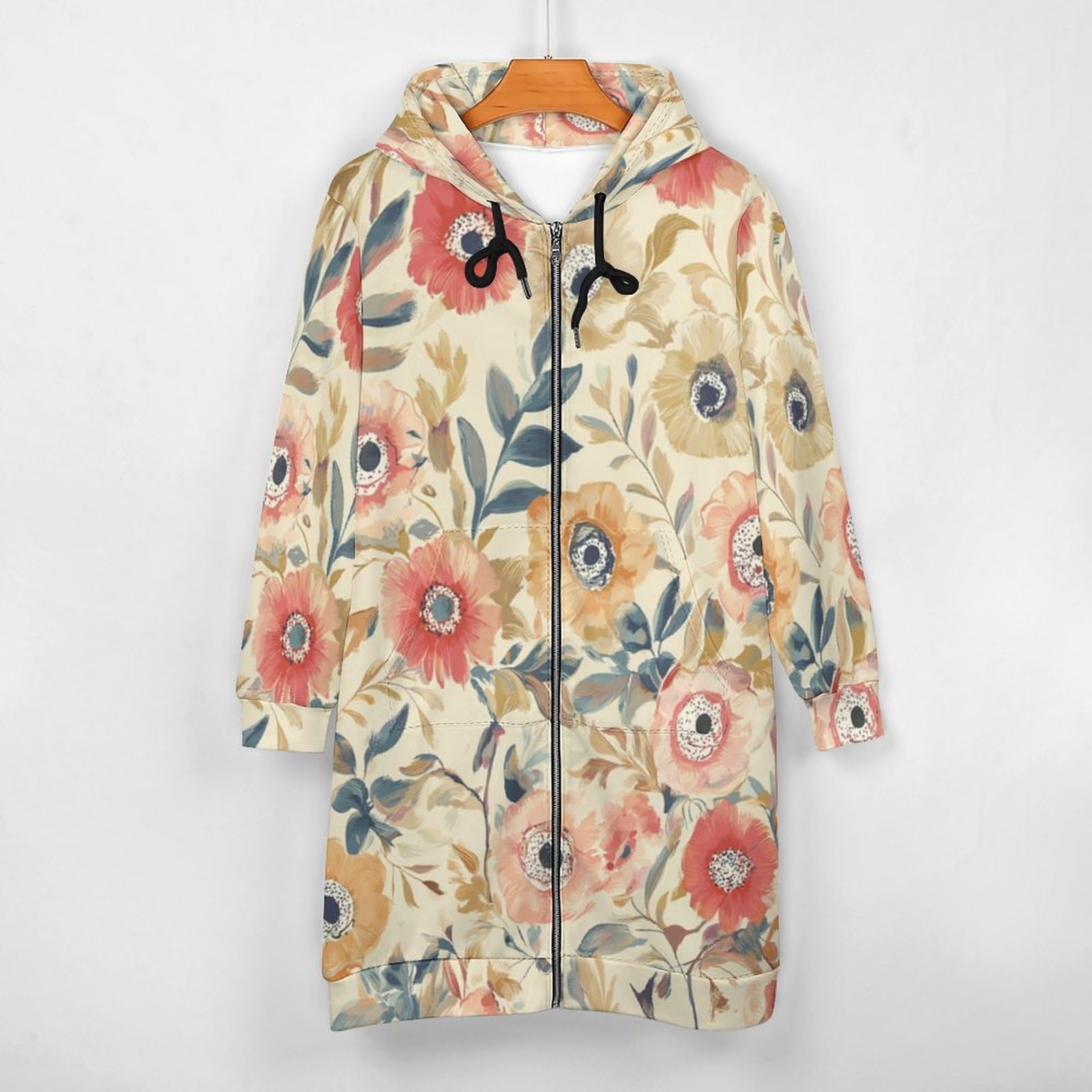 Felpa Donna con Zip Felpe Sportiva con Tasche E Cappuccio Motivo Floreale Morbida Invernale Giacca Regolabile Confortevole per Uso Quotidiano Casual