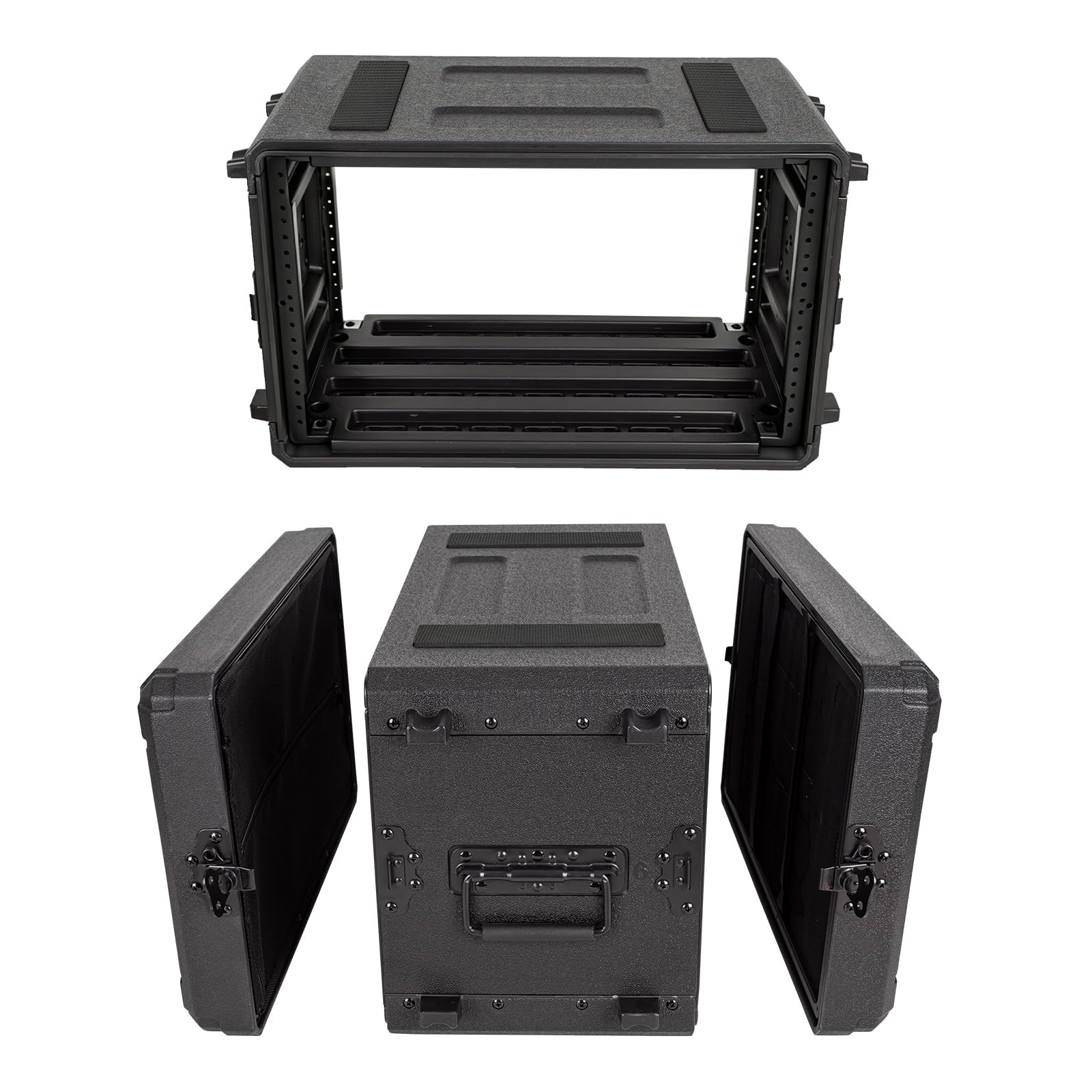 6U Rack Case Shallow 11" Depth, 19" Rackmount Flight Road Travel Case, Waterproof Protective Hard Case with Customized Foam, Wireless Mic System Storage/Amp/Effect/DJ Mixer