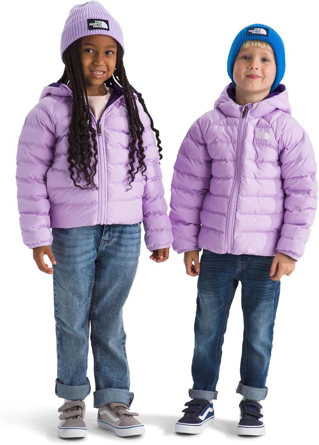 THE NORTH FACE Kids Reversible Perrito Insulated Hooded Jacket | 2 in 1 Winter Coat for Boys & Girls, Water Repellent