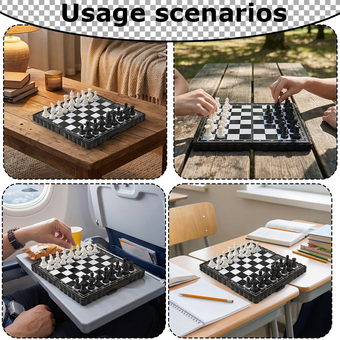 Reiseschach Mini Schach Magnetisch Hochwertig Klappbare Schachbrett - Reise Schachspiel für Erwachsene Kinder - Chess Set (13 Zentimeter)