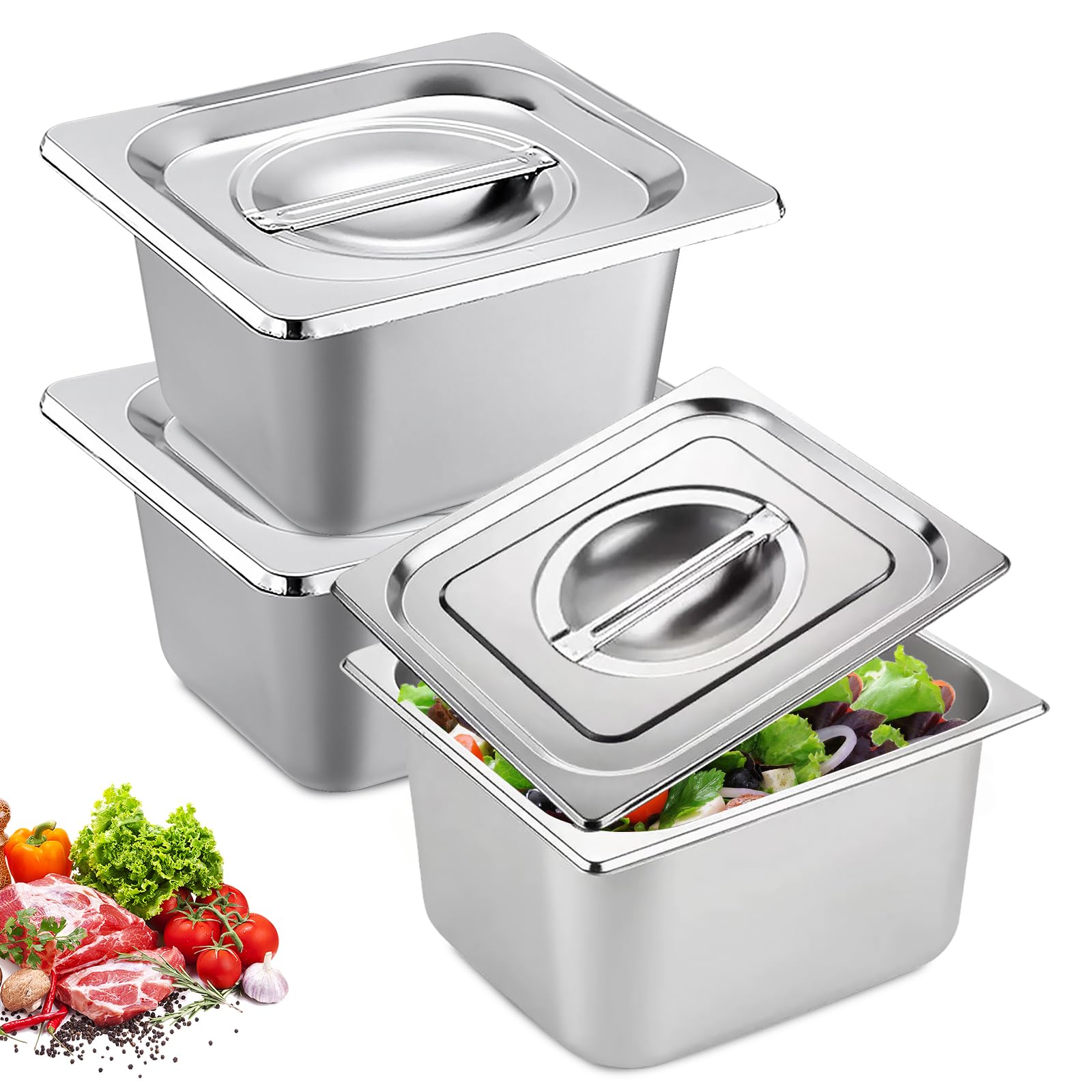 Lot De 3 Bac Inox Alimentaire, Plat Four Rectangulaire, 17.6 * 16.2 CM Plats À Four En Acier Inoxydable, Plat Four Rectangulaire, Bac De Cuisson En Inox, Pour Servir Des Plats Et Gril Gâteaux