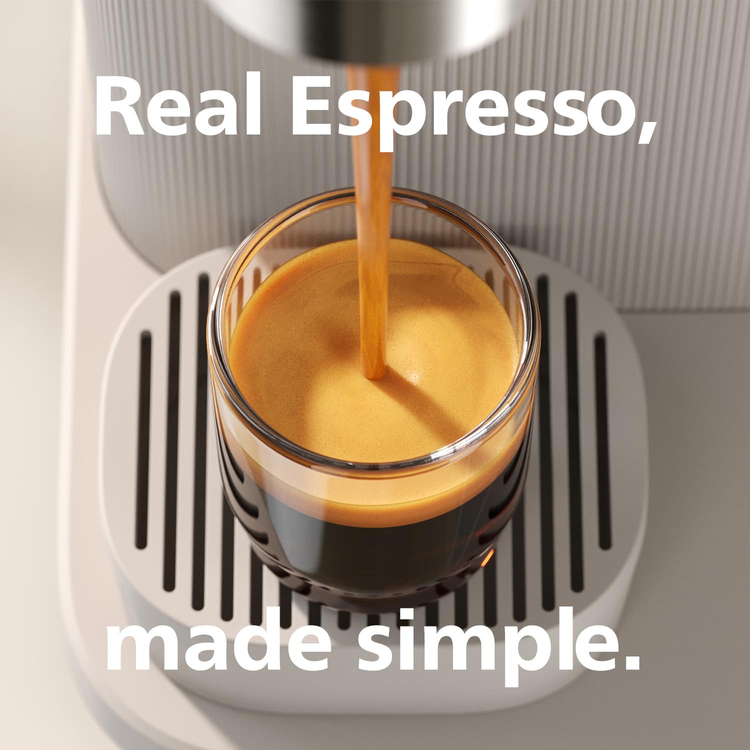 Philips Baristina Espressomaschine - Real Espresso, made simple. Kompakte Kaffeemaschine, Naturweiß mit naturweißem Siebträger, 16-bar-Pumpendruck, automatisches Mahlwerk, Cafe Crema (BAR300/00)