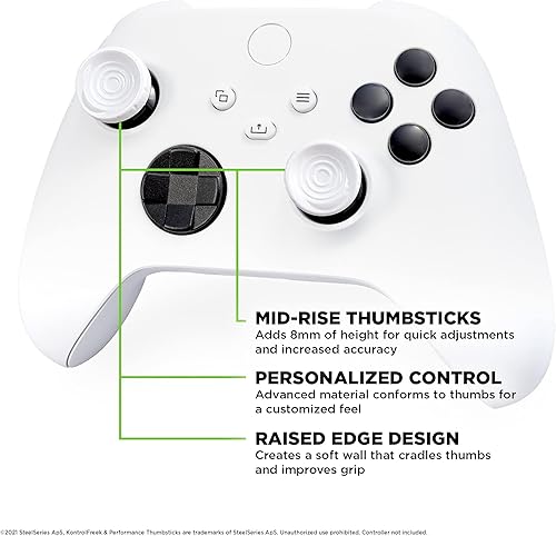 Miniatura 2 de KontrolFreek CQC Rush para Xbox One y Xbox Series X Controller Pulgares de rendimiento 2 cóncavos de altura media Blanco