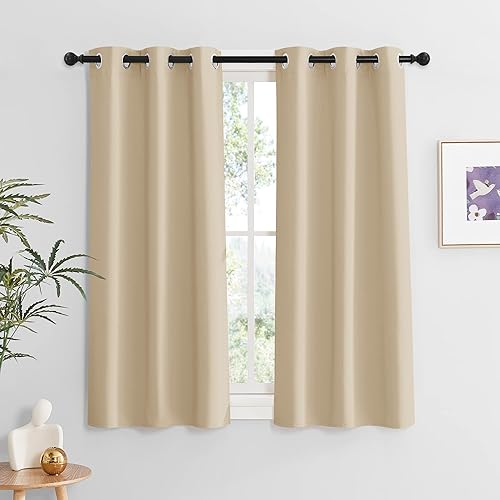 Miniatura 128 de RYB HOME Juego de 2 paneles de cortinas opacas grises de 63 pulgadas de largo, cortinas sólidas resistentes para oscurecer la habitación