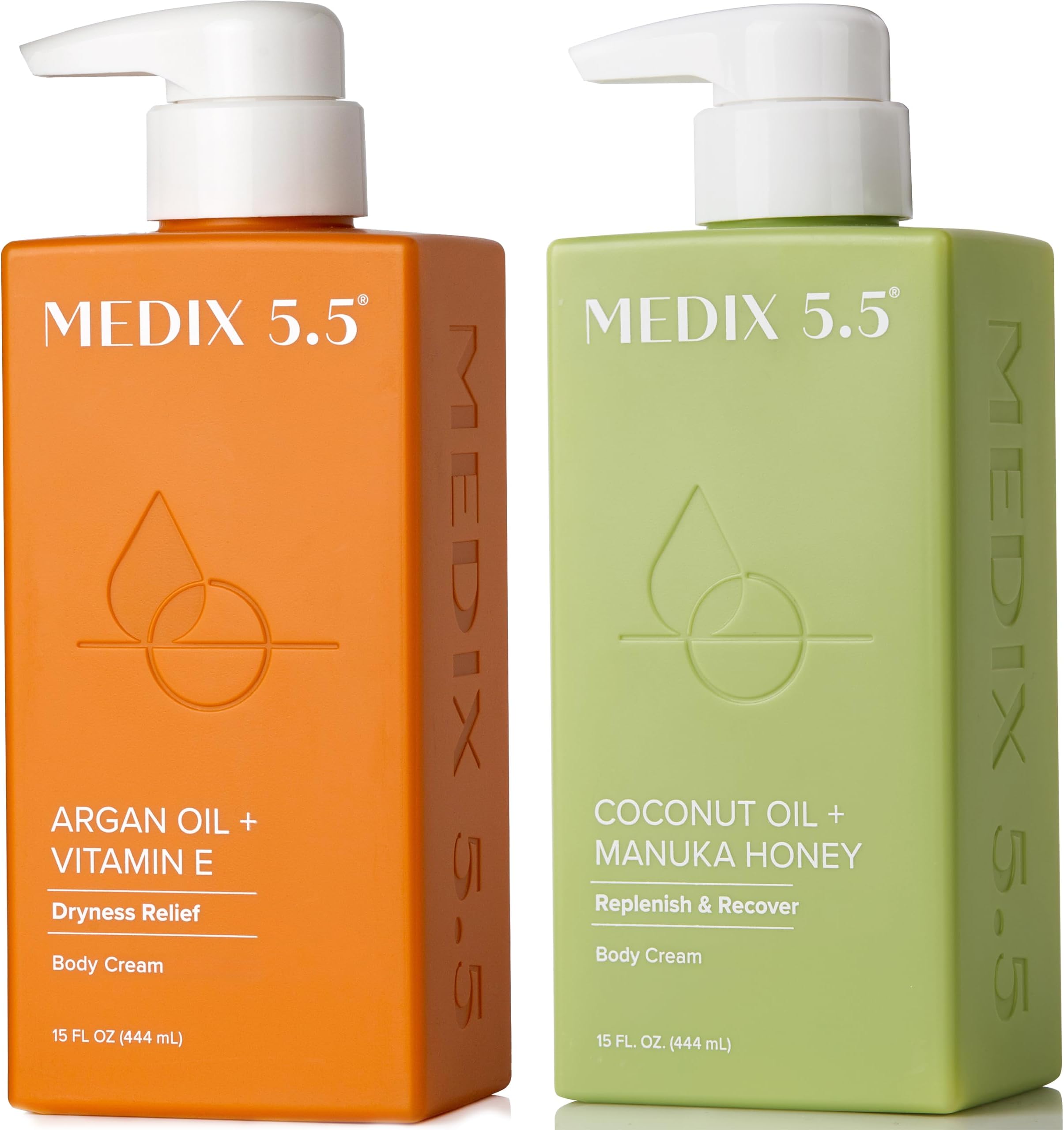 Medix 5.5 Argan Oil + Coconut Oil Skin Care Set Moisturizer Cream Body & Face Lotion | Firming Body Lotion Set Reduces Look Of Wrinkles, Cellulite, Dry Skin, & Uneven Skin Tone For Women, 2PC Bundle