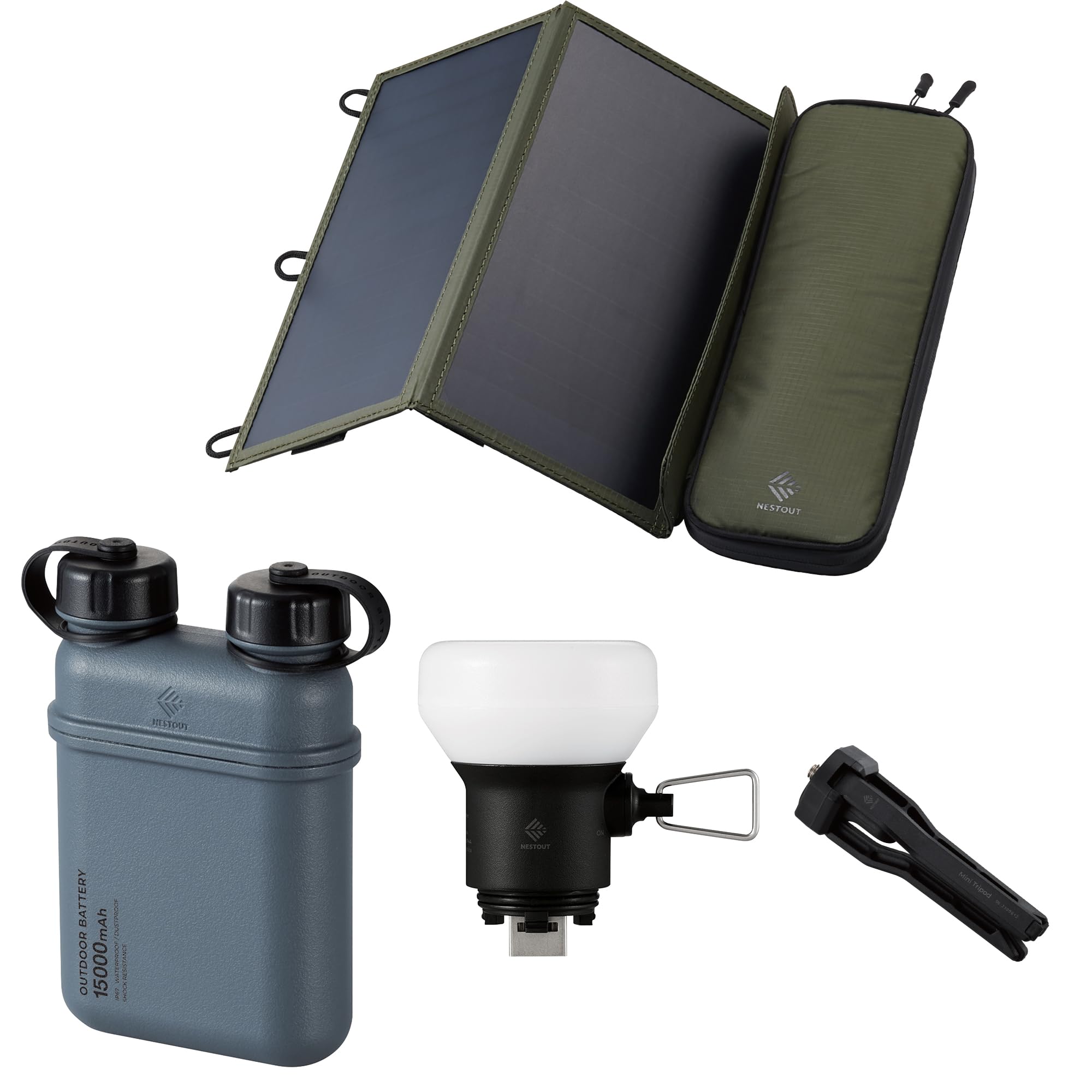 Amazon.com: ELECOM NESTOUT 15000mAh Outdoor Power Bank + 2-Panel
