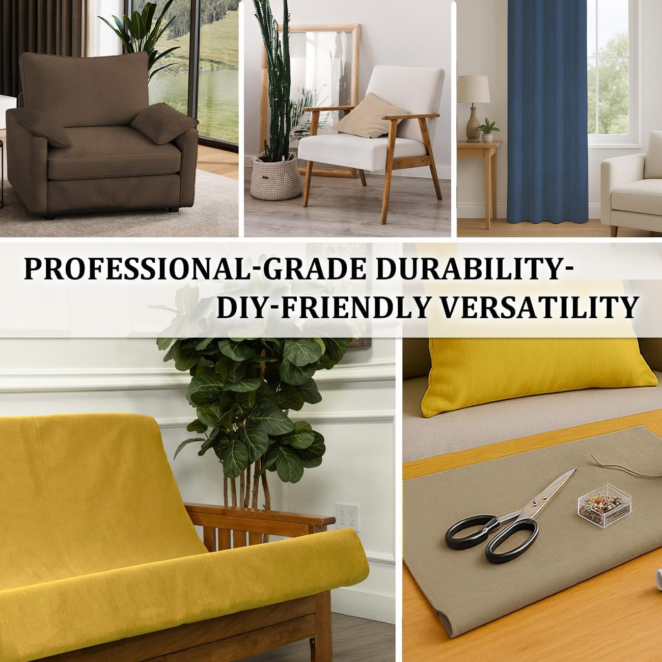 Foamma Benson Textured Microfiber Plain Velvet Upholstery Fabric by The Yard – 56" Wide Soft Fabric Ideal for DIY Sewing, Upholstery, Crafts, Chairs, Sofas and Home Décor - Curry, 1 Yard