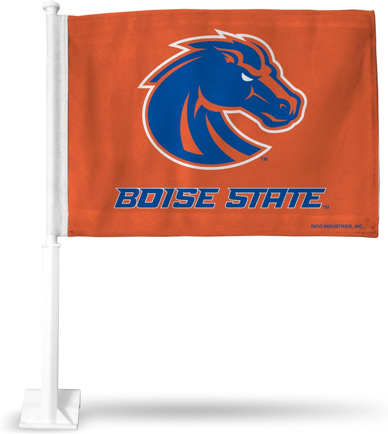 Rico Industries Boise State Broncos Orange Double Sided Double Sided Car Flag - 16" x 19" - Strong Pole that Hooks Onto Car/Truck/Automobile
