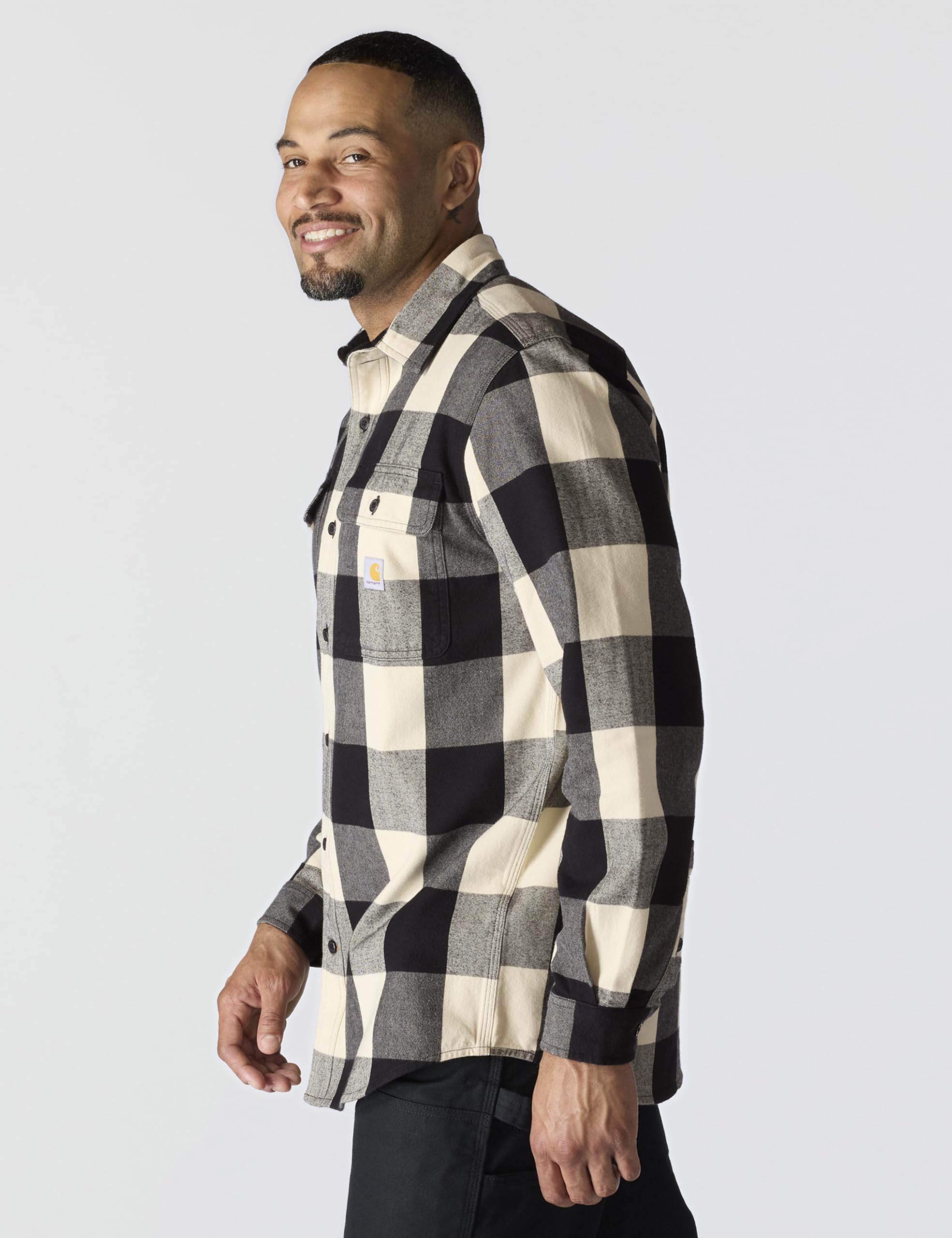 Carhartt Męska koszula flanelowa z długim rękawem w kratę o luźnym kroju