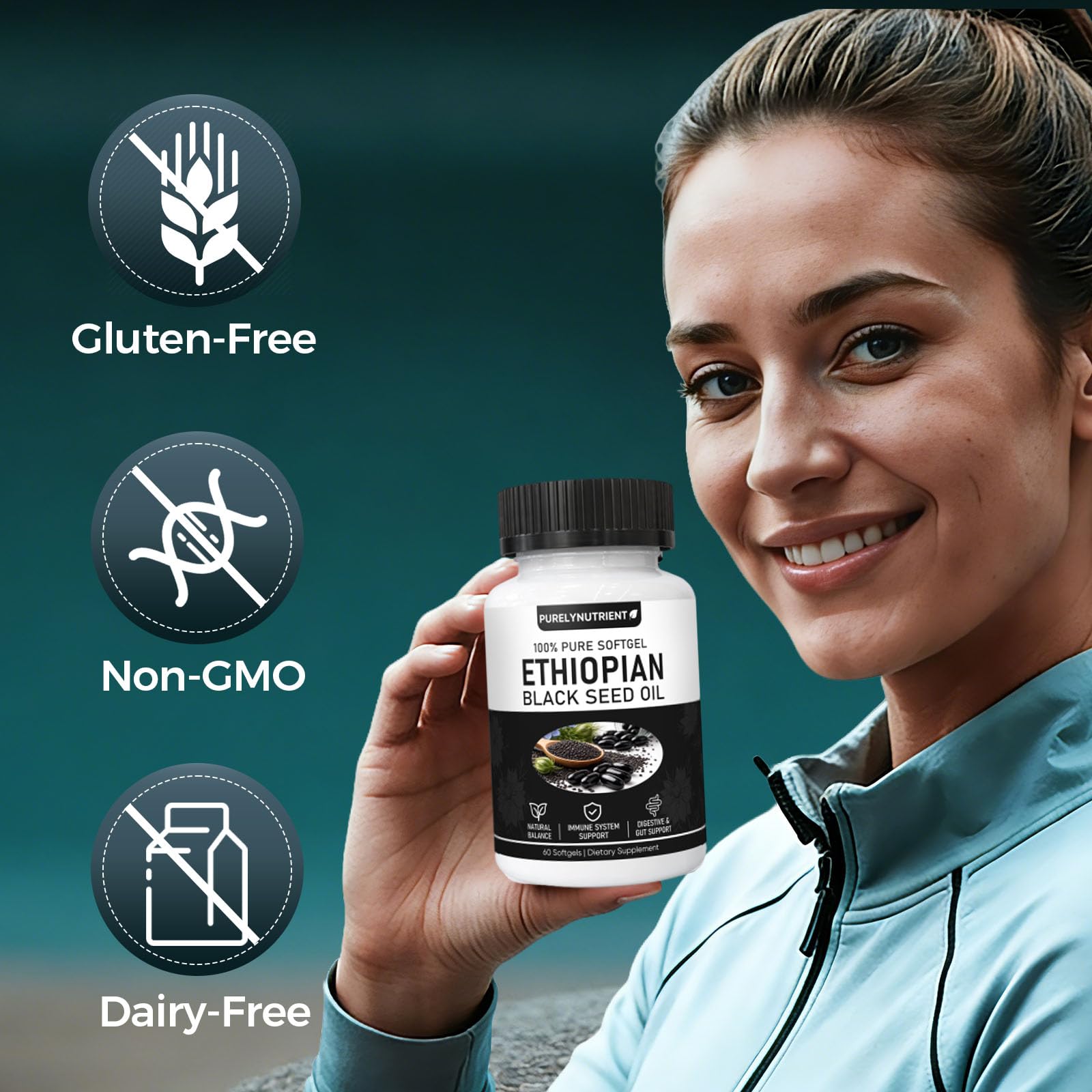 PURELYNUTRIENT Ethiopian Black Seed Oil Capsules with 4.64% Thymoquinone, Immune Support & Digestion & Energy Booster, Gluten-Free, 60 Count Softgels — Amazon image 7