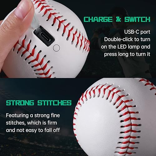 Miniatura 5 de Glow in The Dark Baseball - Rechargeable LED Light Up Ball with 6 Color Changing Modes  Regulation Size & Weight for Kids, Teens, Adults & Baseball