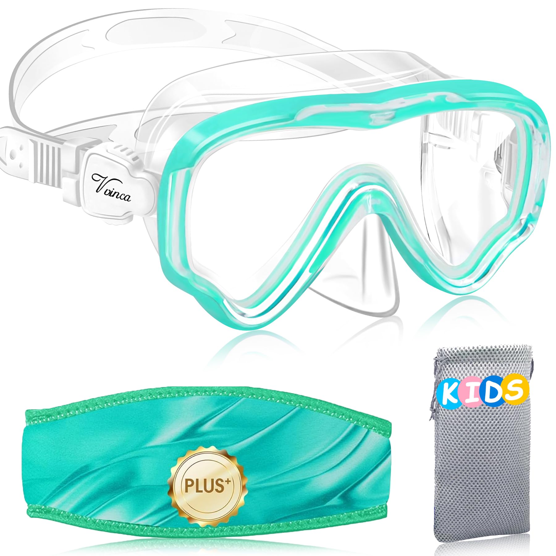 Vvinca Kids Goggles Snorkel Mask Diving Mask Swimming Goggles with Nose Cover and Straps Cover for Kids and Youth Age 6-14