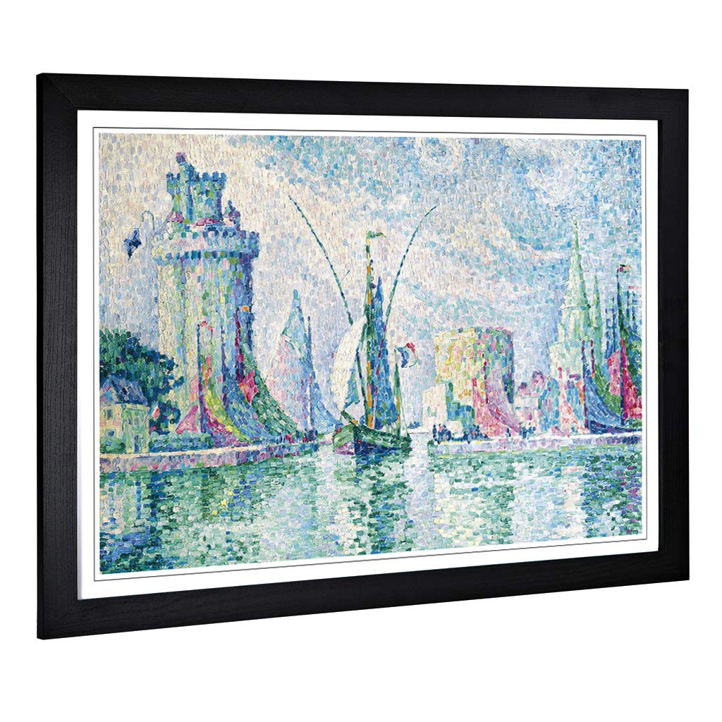 Big Box Art Framed Print of Paul Signac Green Towers The Rochelle Design | Wall Art Picture | Home Decor for Kitchen, Living Room, Bedroom, Hallway, Black, A2 / 24.5x18 Inch / 62x45cm