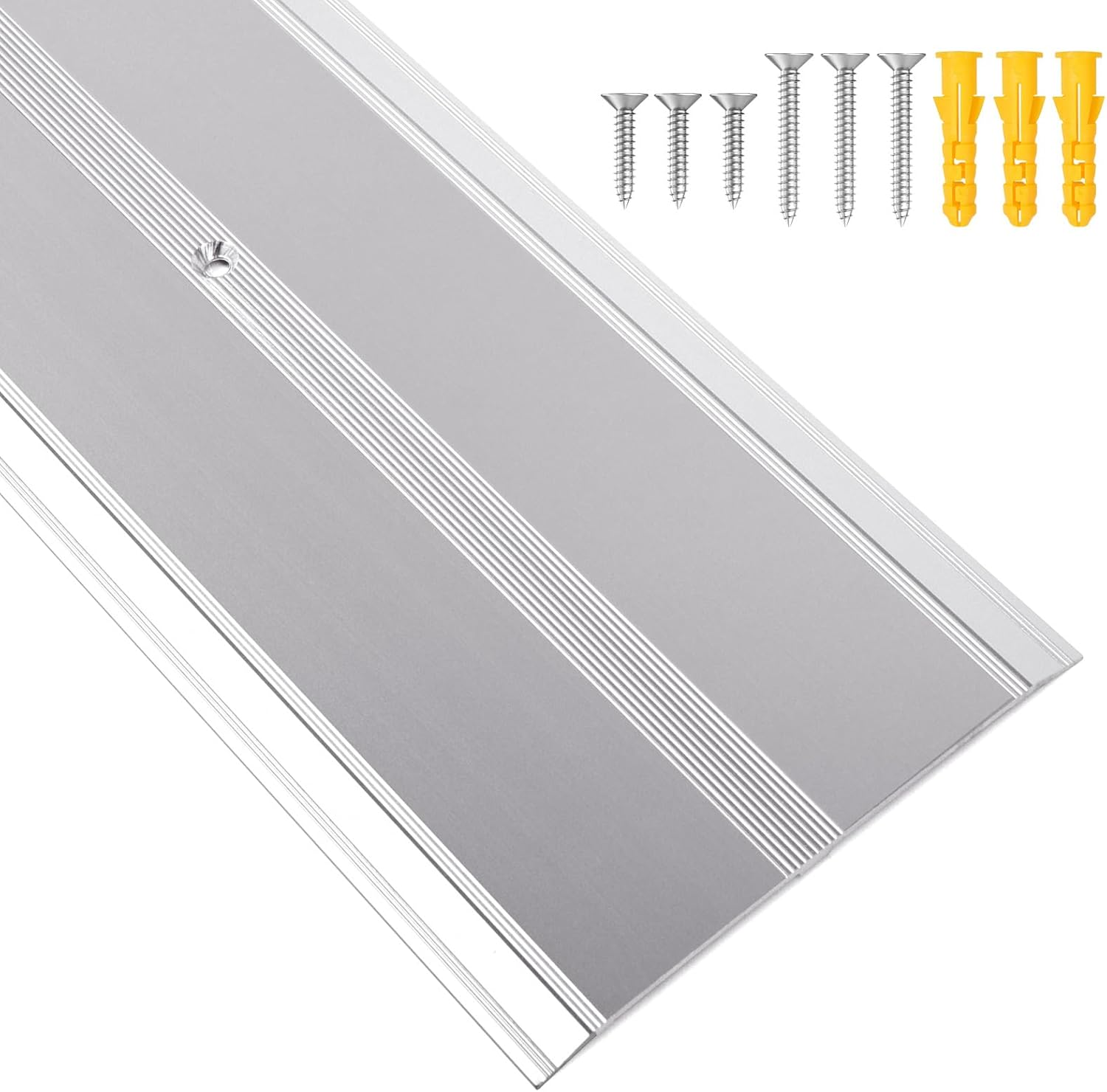 2 Pack Aluminum Floor Transition Strip, 0.1"H Flat Metal Door Threshold for Vinyl Wood Tile Carpet Concrete Flooring Gaps, Doorway Protector and Decor, Size 36"L x 2.4"W (Gold)