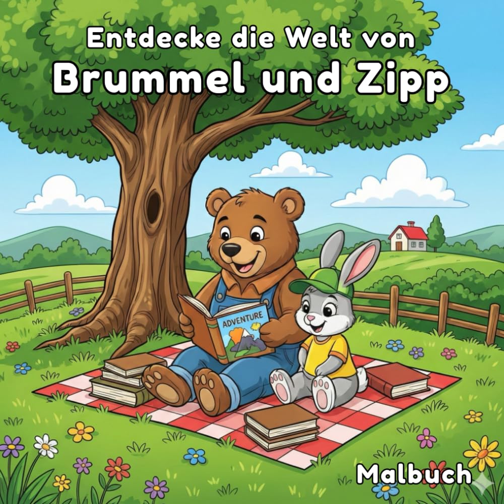 Malbuch für Kinder: Entdecke die Welt von Brummel und Zipp: Ein Bär und ein Hase zeigen ihre Welt zum Ausmalen.