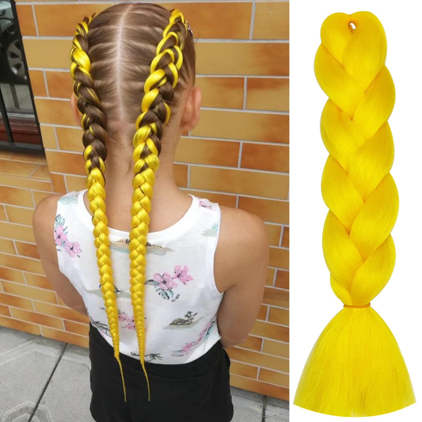 Amazon.com : Herina Yellow Hair For Fake Braids One Pack Bright