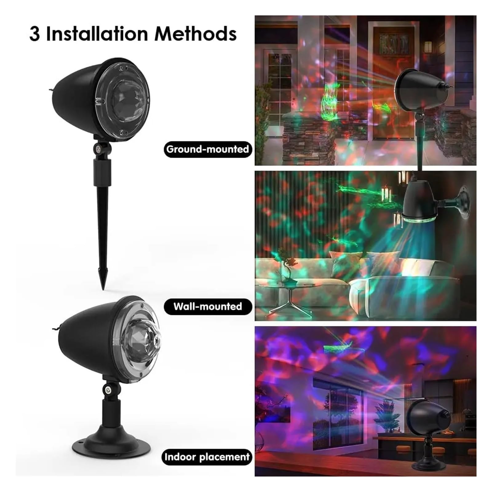 Weihnachten Projektor, Weihnachtsprojektorlicht mit Fernbedienung, Außenlandschaftslichter for Weihnachtsgeschenkparty-Gartenurlaubsbeleuchtung für Weihnachten Dekorationen Außen(AURORA,2X Projectors)