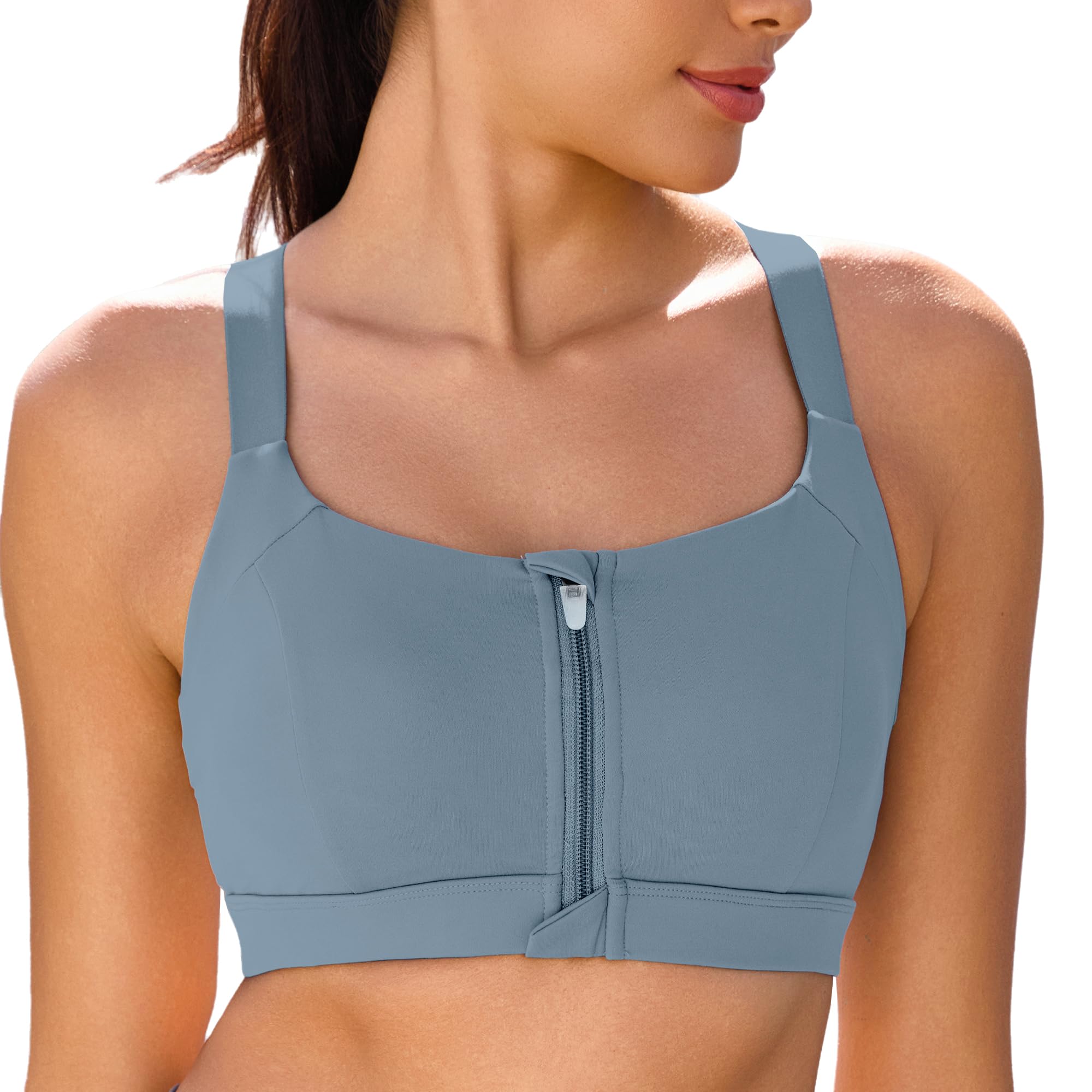 Reggiseni sportivi con cerniera anteriore per le donne regolabili Racerback Reggiseno sportivo ad alto impatto Reggiseno da yoga ad alto supporto