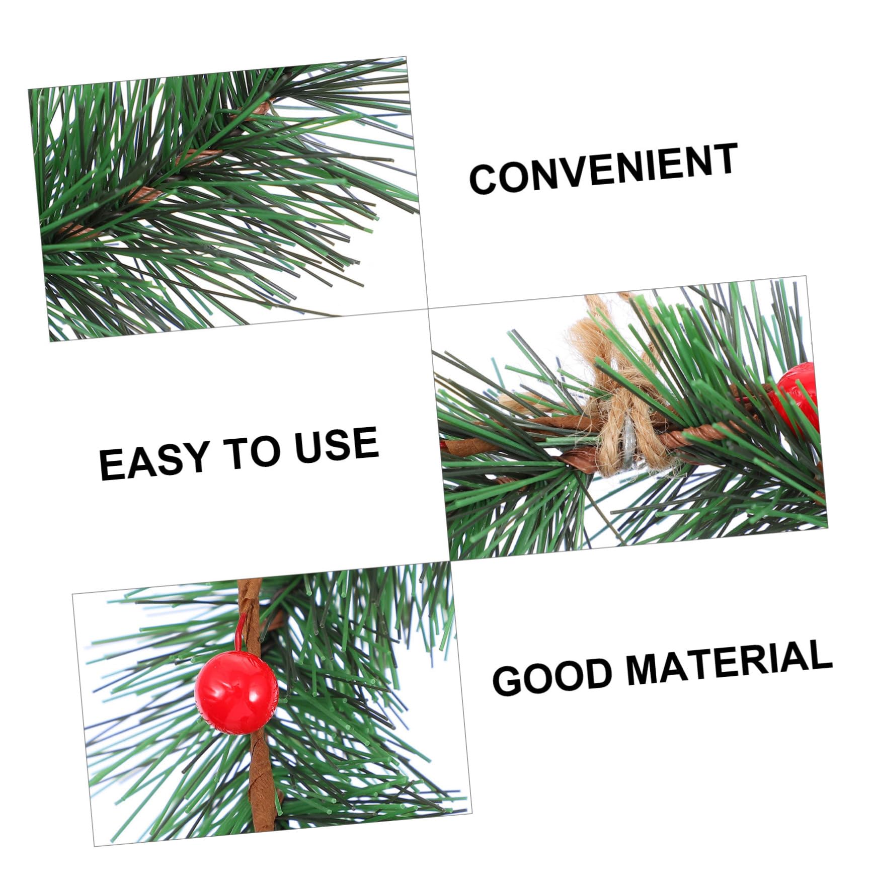 Cabilock 5 Sätze Weihnachtskranz Weihnachtstannenzweige Gefälschte Perlen Girlanden Weihnachtsdeko Künstliche Weihnachtsgirlande Kranz Anhänger Dekorativer Kranz PVC Green 3 Stück * 5
