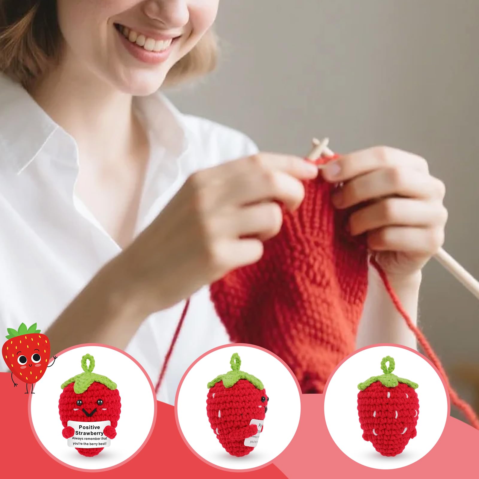 Positive Fragola Positiva Divertente Bambole Supporto Emotivo Portachiavi Regalo Unisex
