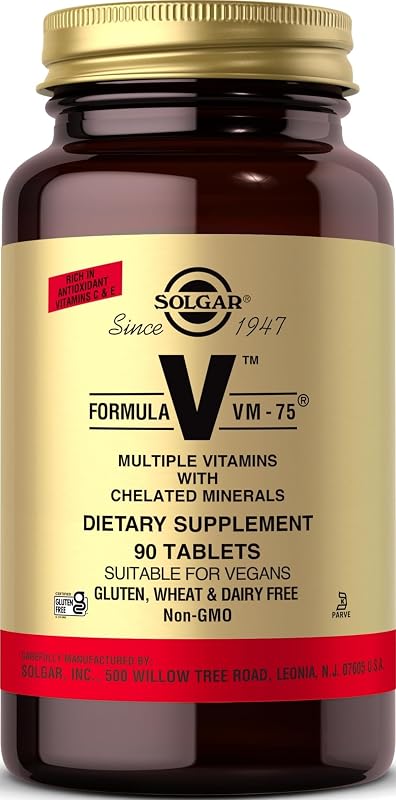 Solgar Formula VM-75, 90 Tablets - Vitamin A, B6, B12, C, D, E, Vegan