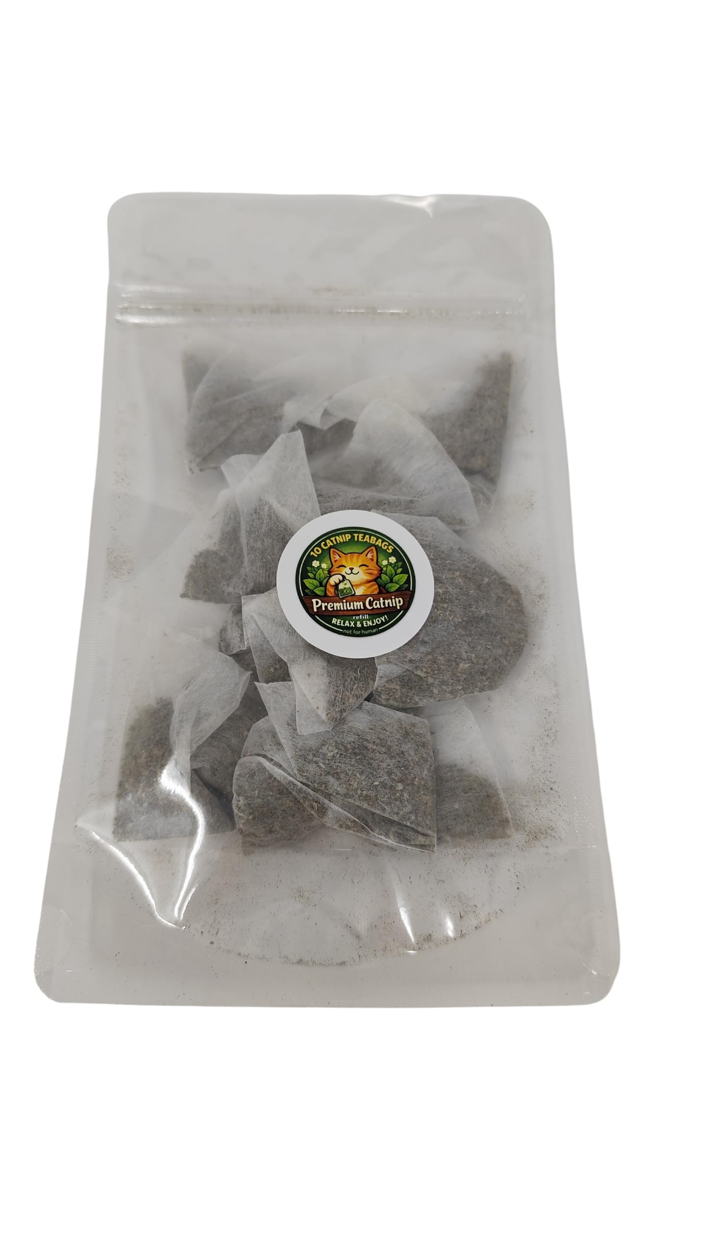 Catnip Refill Pouch, Pyramid-Shaped Refill Pouch, 10 Count,10x Catnip Teabags | 100% Natural Catnip for Cats and Kittens | 10 Refill Bags