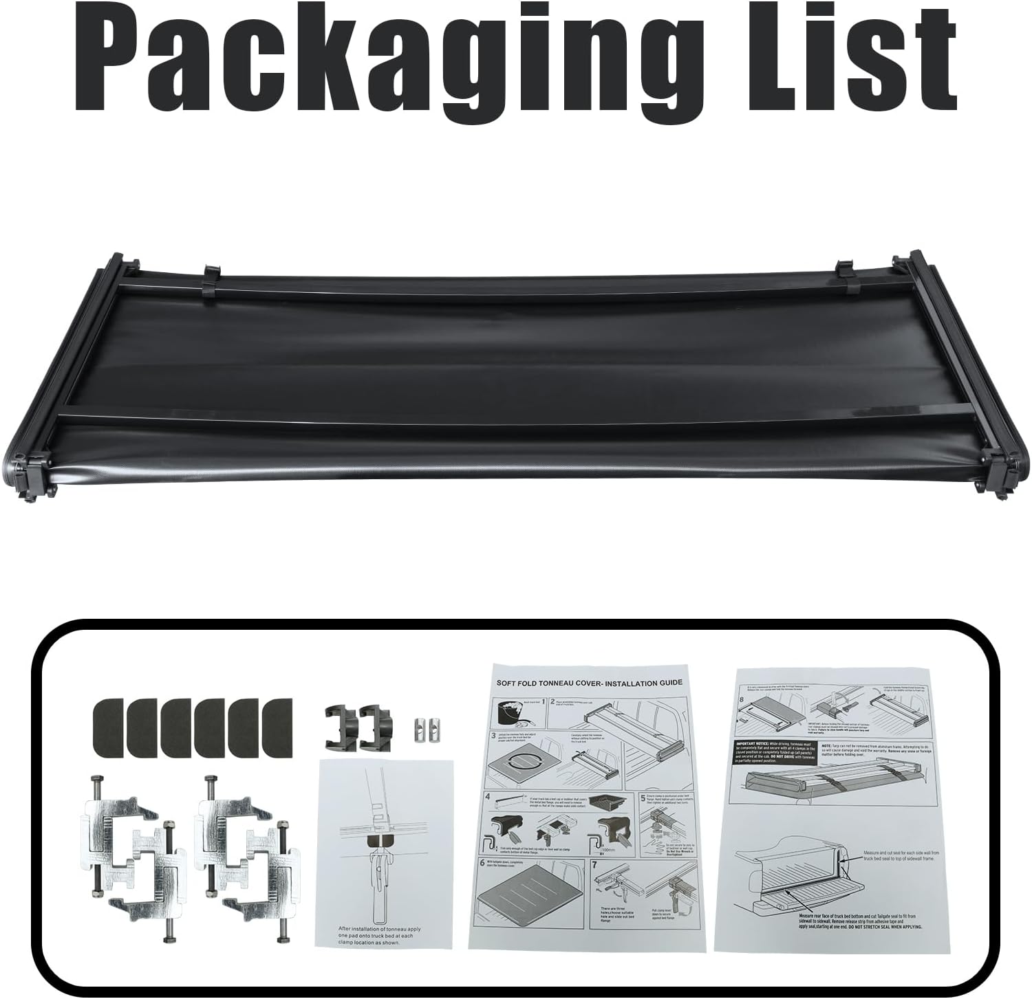 PENSUN 6.4Ft Soft Tri-Fold Truck Bed Tonneau Cover Fit for Dodge Ram 1500 2500 3500 2002-2024, Black Pickup Tonneau Cover